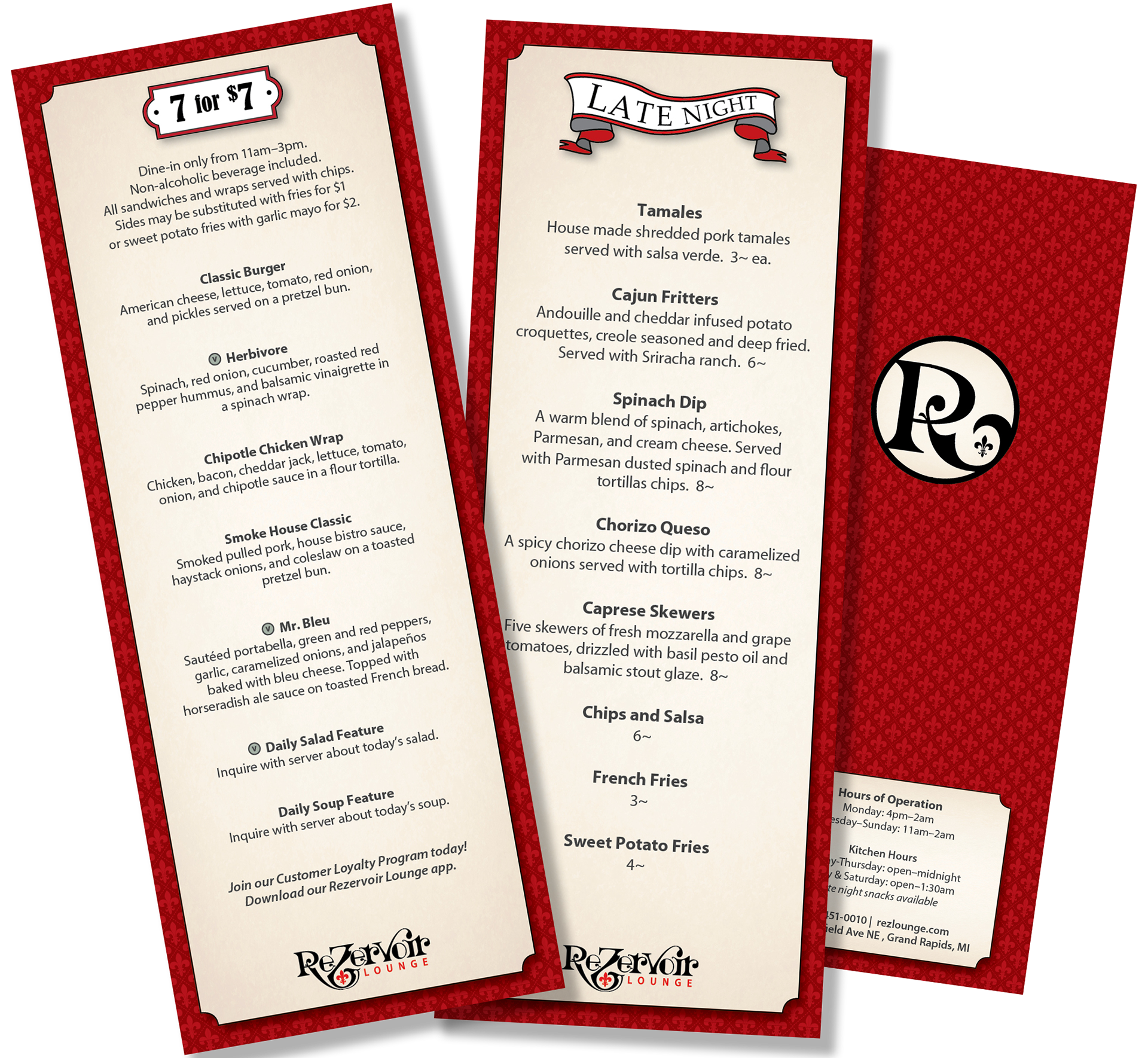 Specialty menus | 4" x 11"