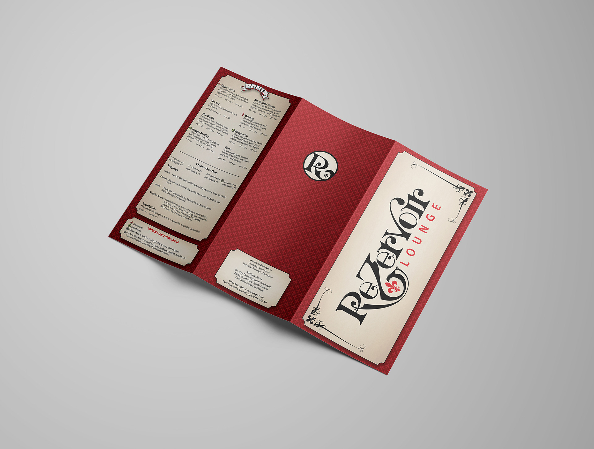 Take-out menu | 11" x 8.5" trifold (outside)
