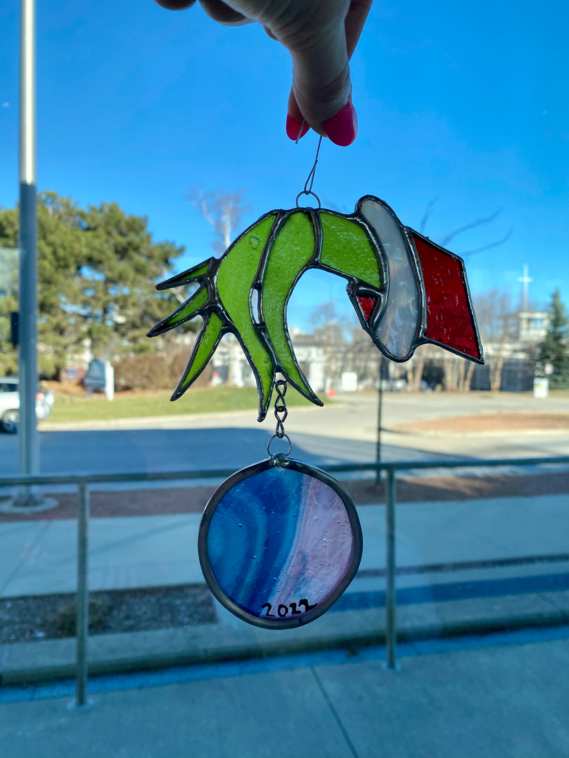 Grinch Hand w/ Vintage glass bulb