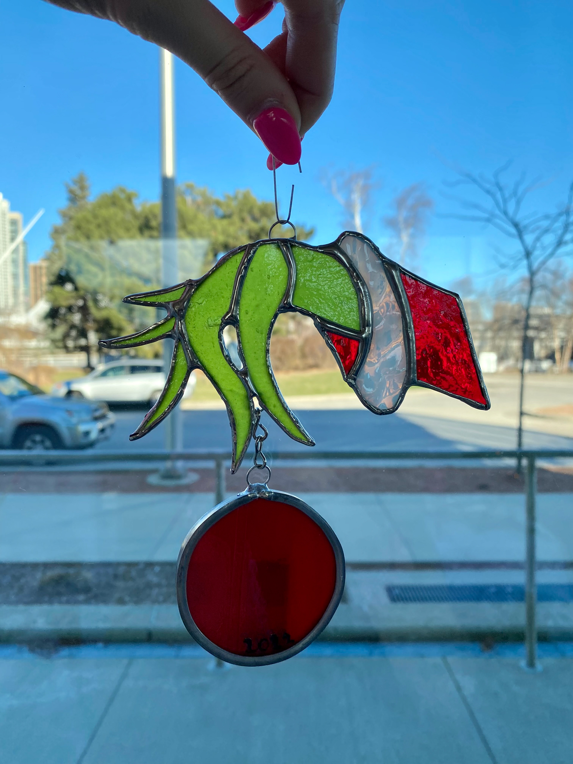 Grinch Hand w/ Vintage glass bulb