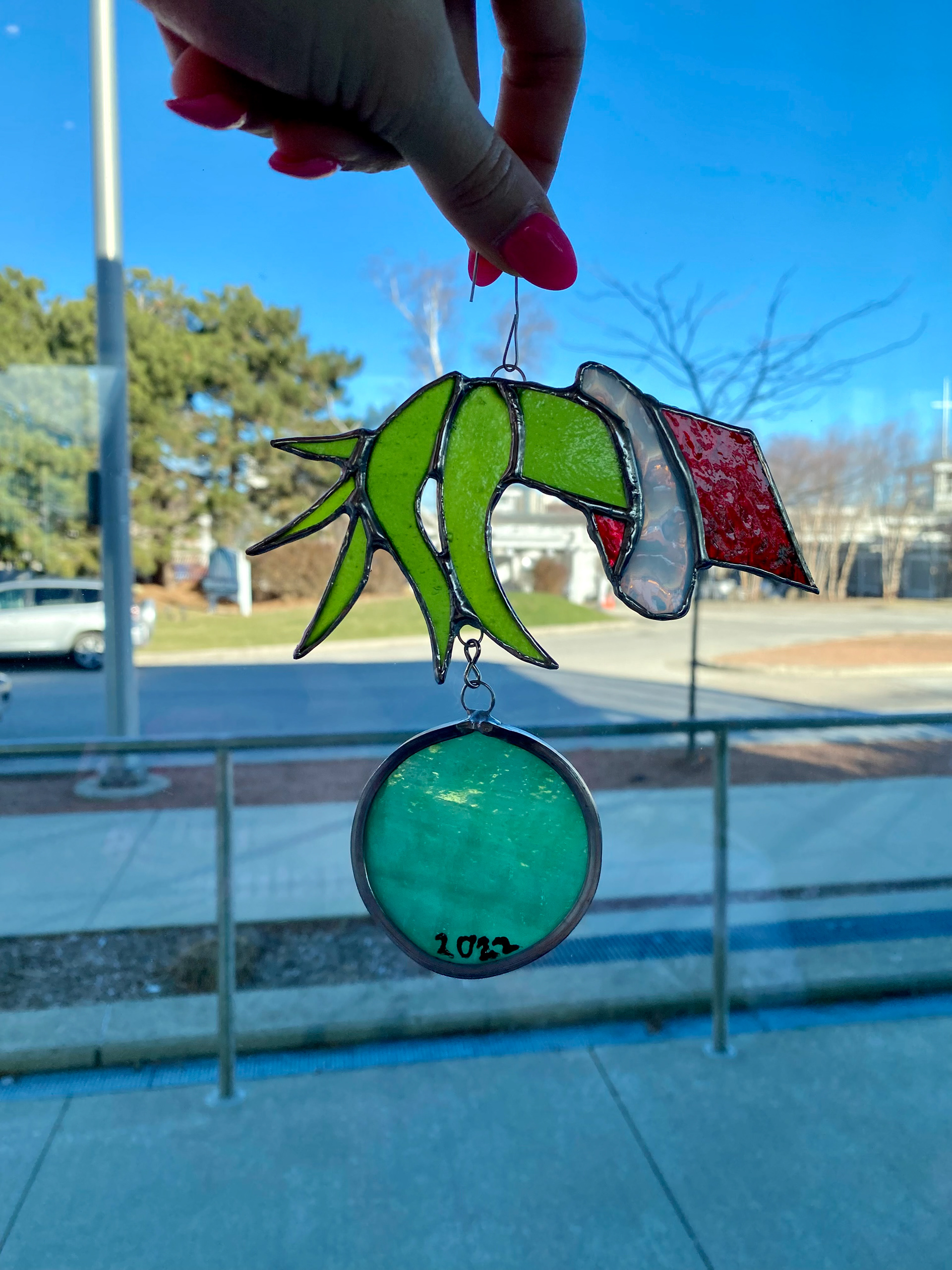 Grinch Hand w/ Vintage glass bulb