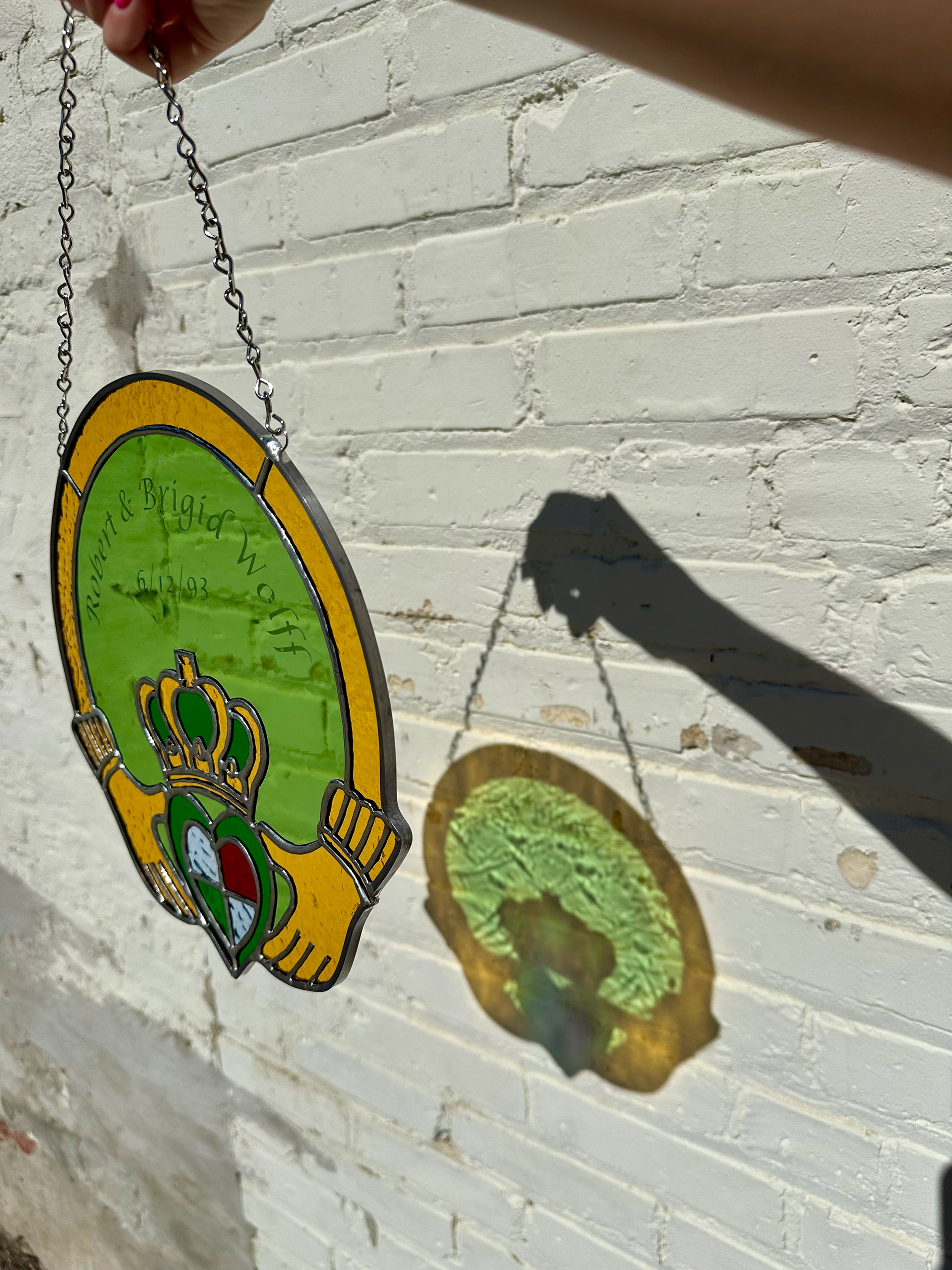 Custom Claddagh design with birth stone colors