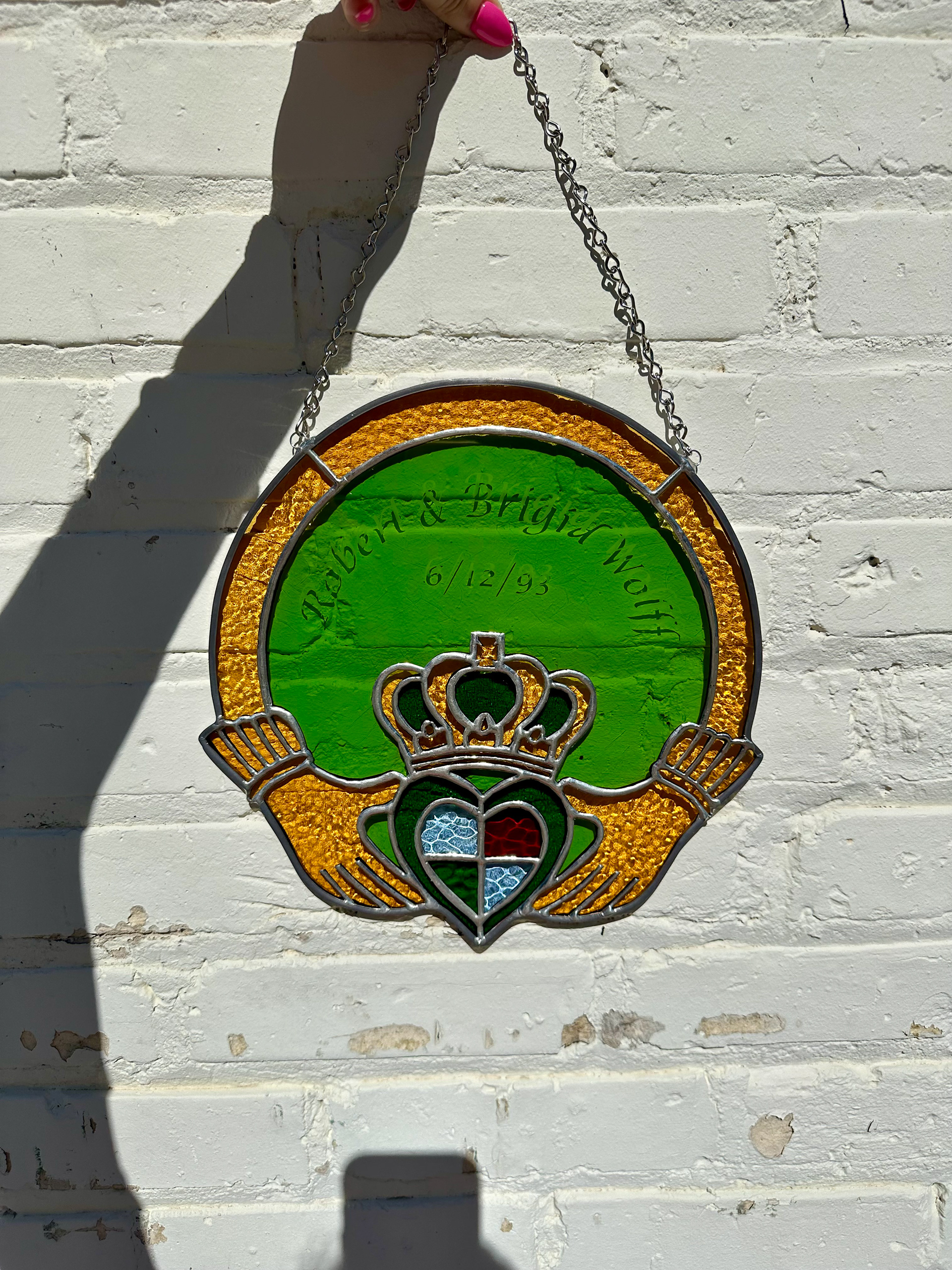 Custom Claddagh design with birth stone colorsCustom Claddagh design with birth stone colors