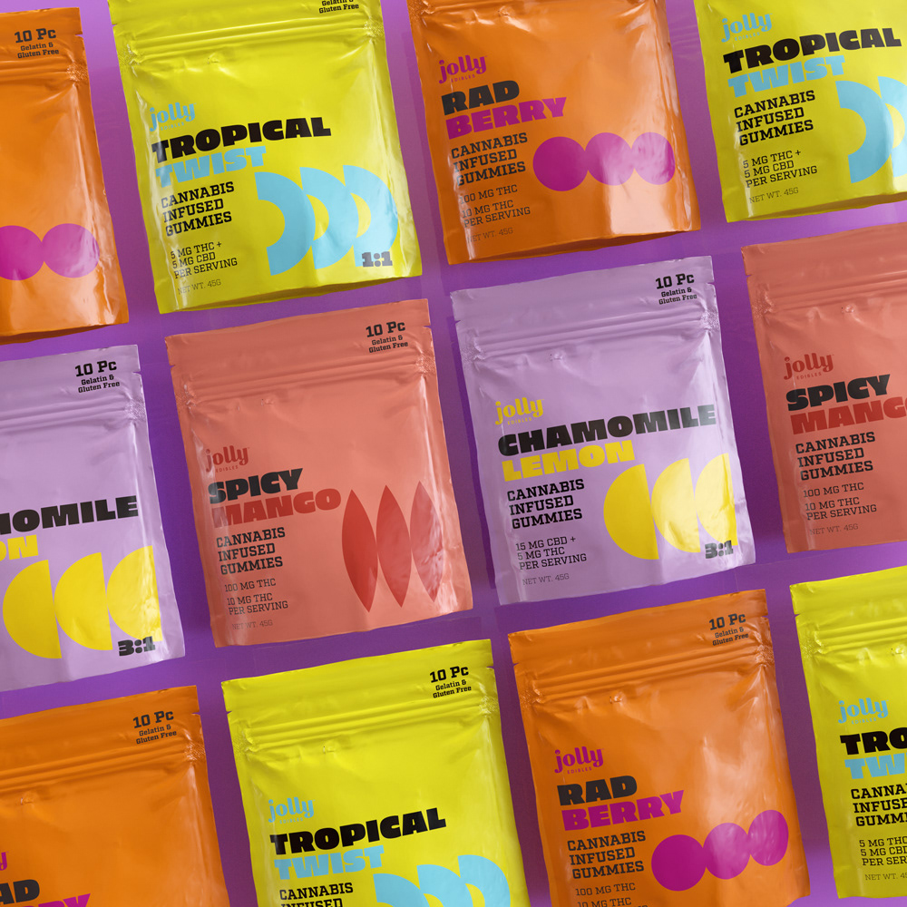 Jolly Edibles THC infused gummies packaging design and marketing