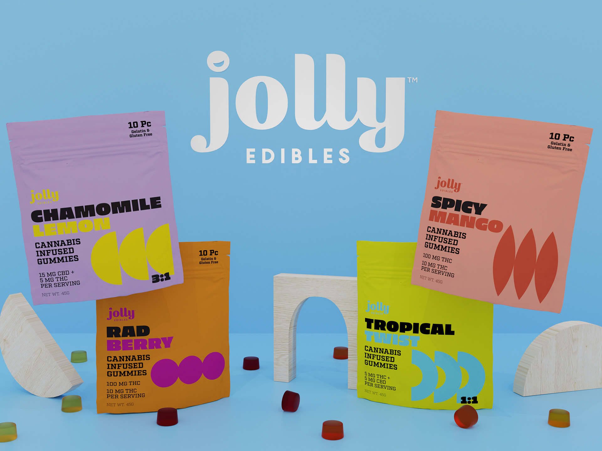 Jolly Edibles THC infused gummies packaging design and marketing
