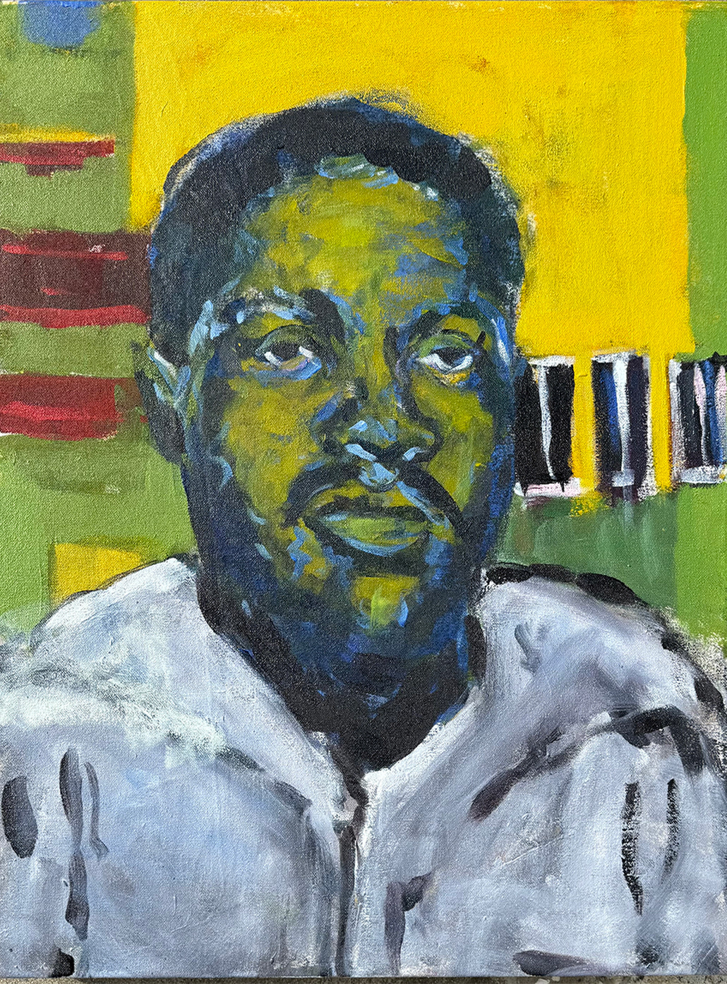 Blue Black Nepal: acrylic on canvas, 18” x 24”, 2024