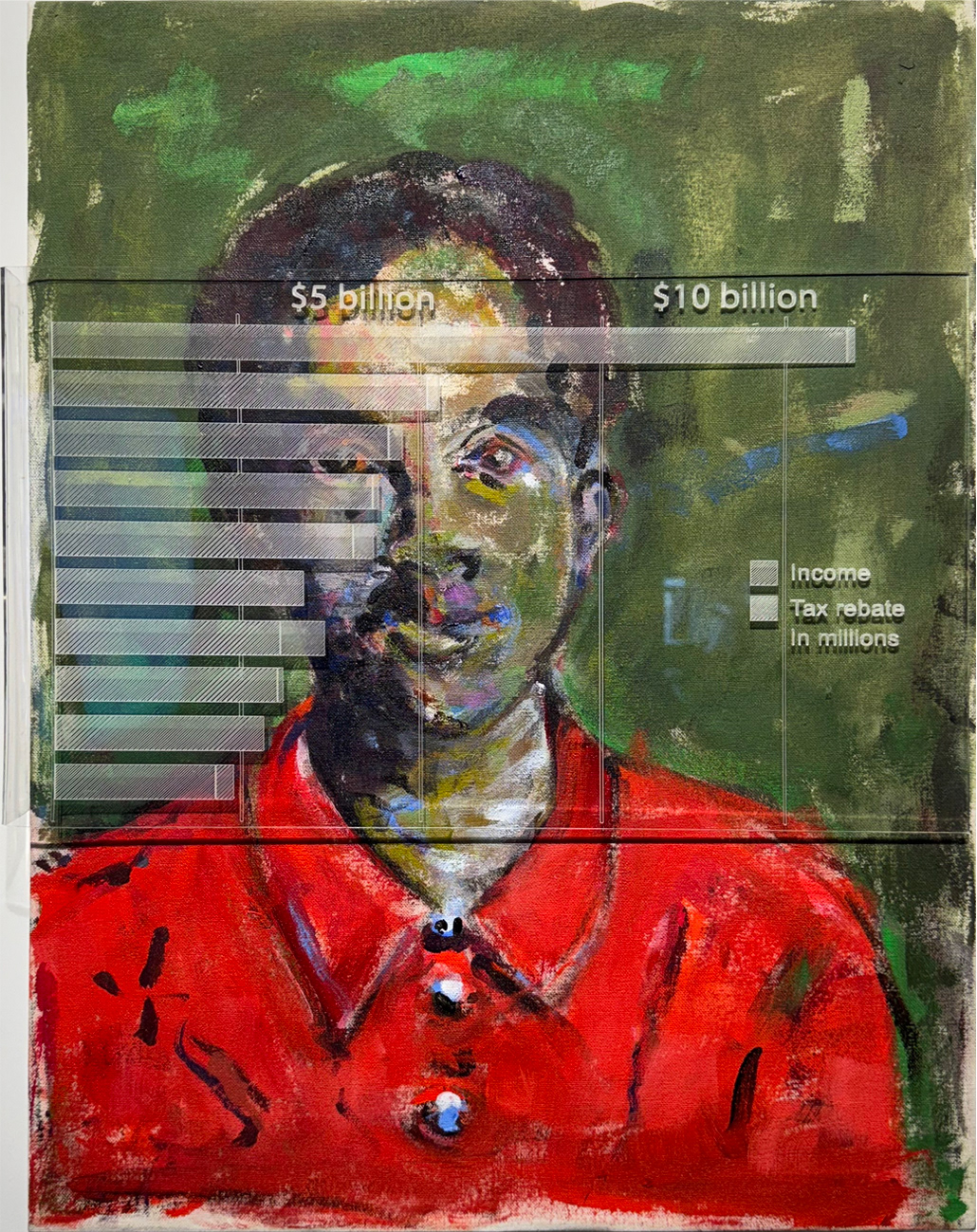 Larry’s Paywall: Barcelona, acrylic on canvas, acrylic glass, 18” x 24”, 2024