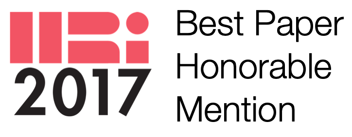 Best Paper Honorable Mention, HRI 2017