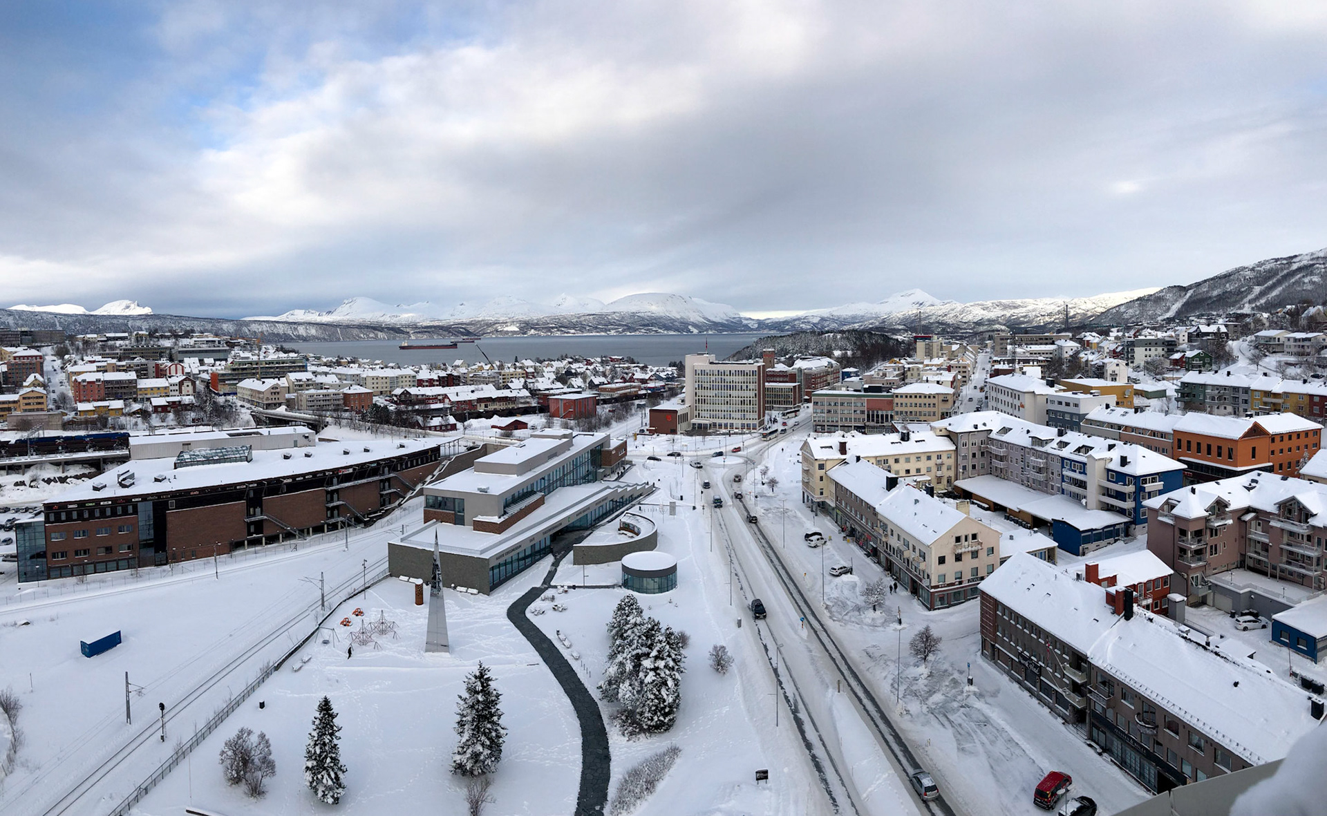 View of Narvik Norway from the hotel skybar