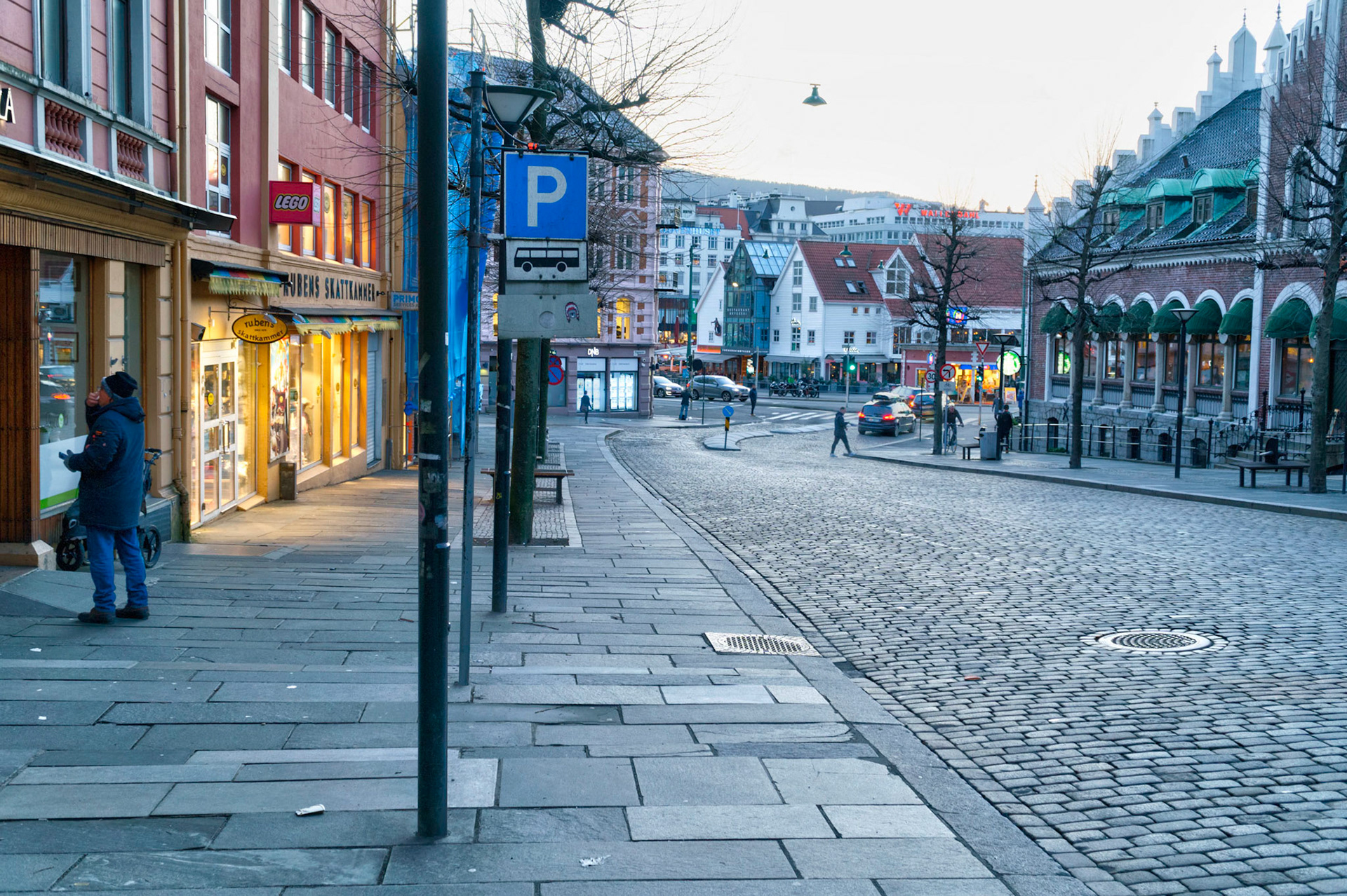Cobblestone streets in Bergen