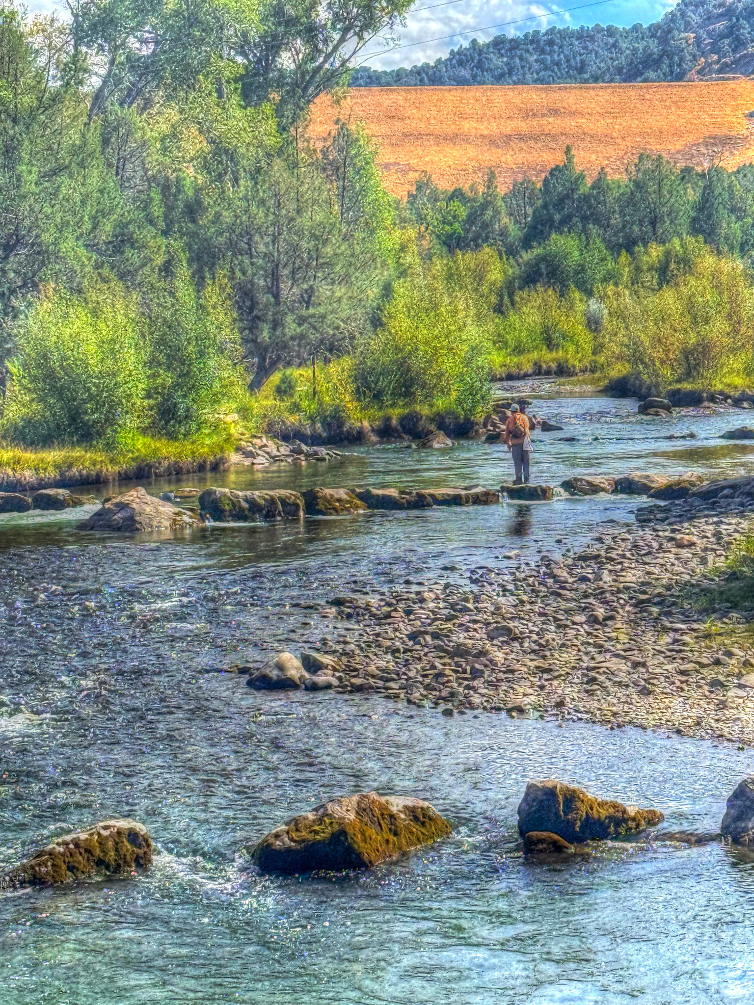 Fisherman on Uncompahgre River at Pa-Co-Chu-Puk
