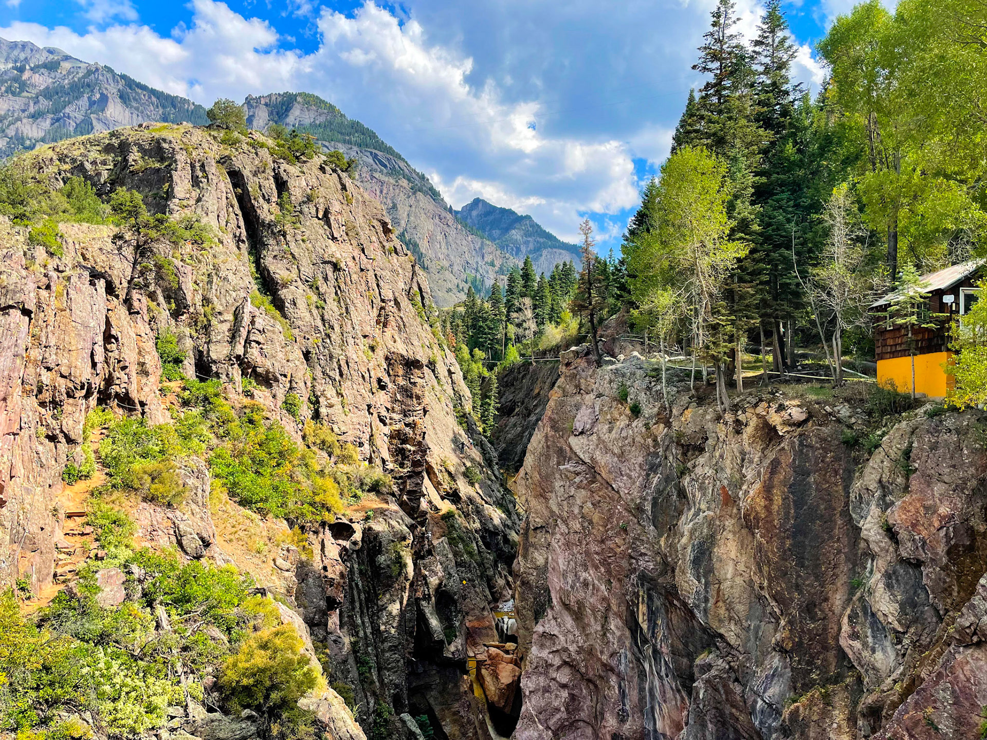 A box canyon with the Uncompahgre River below