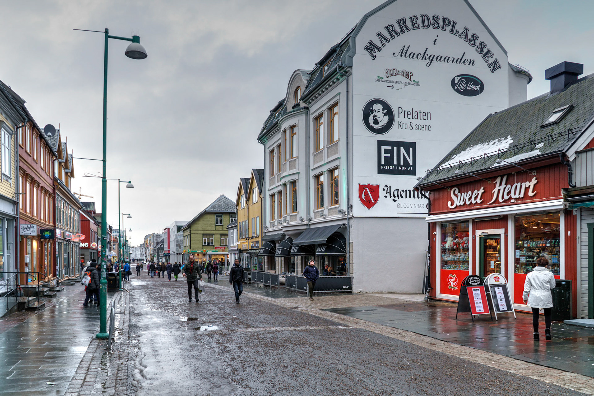 Main shopping street in Tromso, Norway