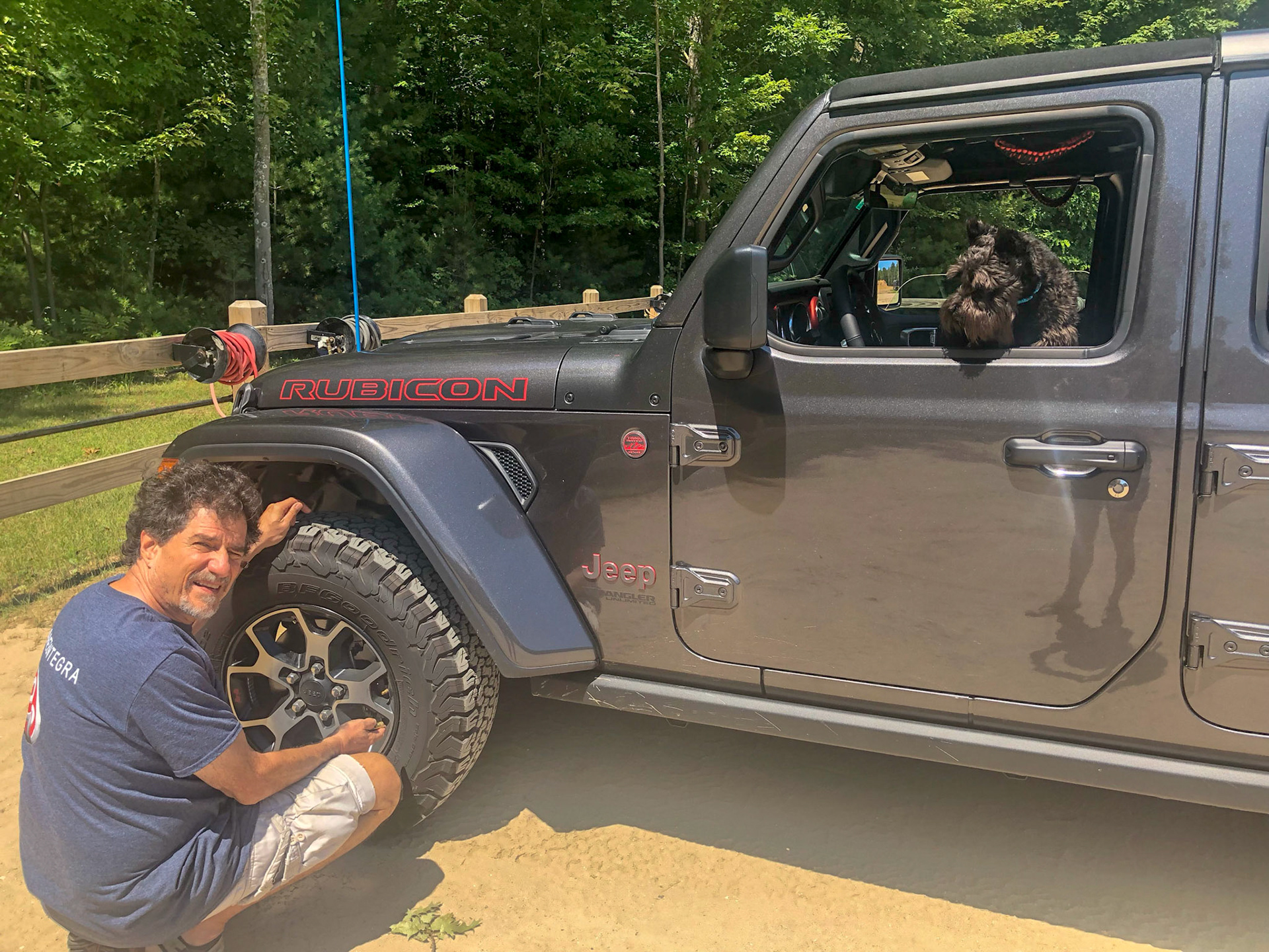 Airing the tires after jeeping thru the sand dunes