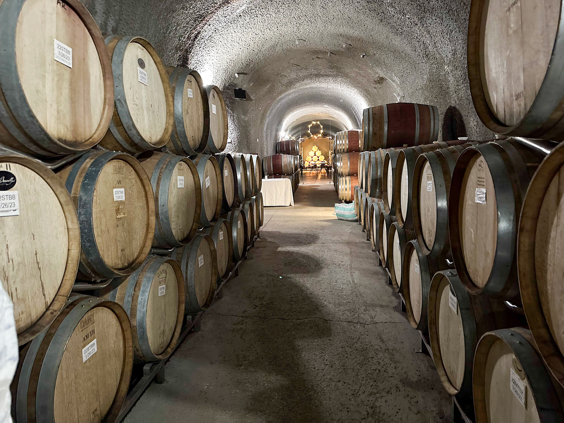 Wine is stored in the caves at Eberle vineyards
