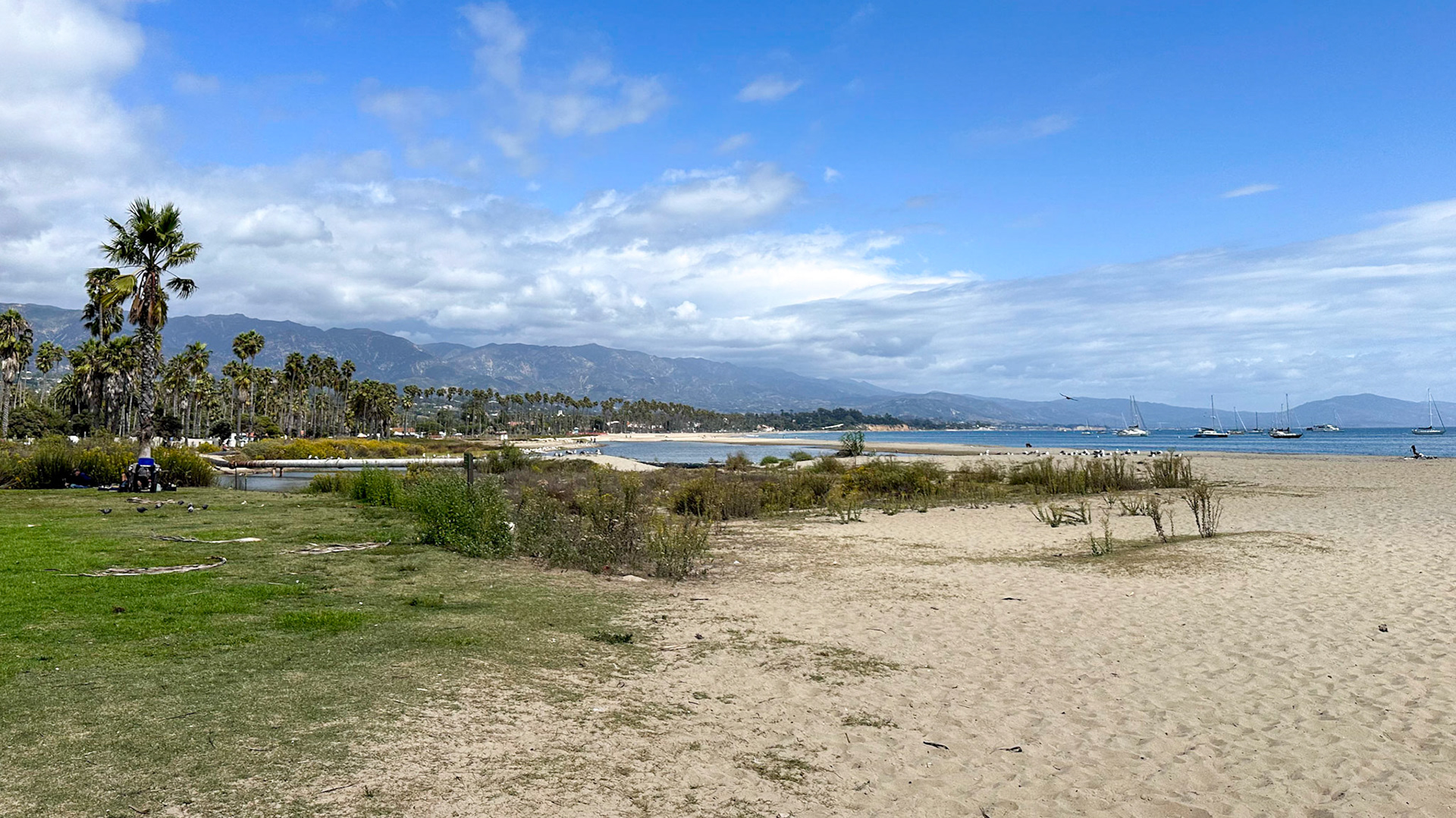 Our walk along the park in downtown Santa Barbara