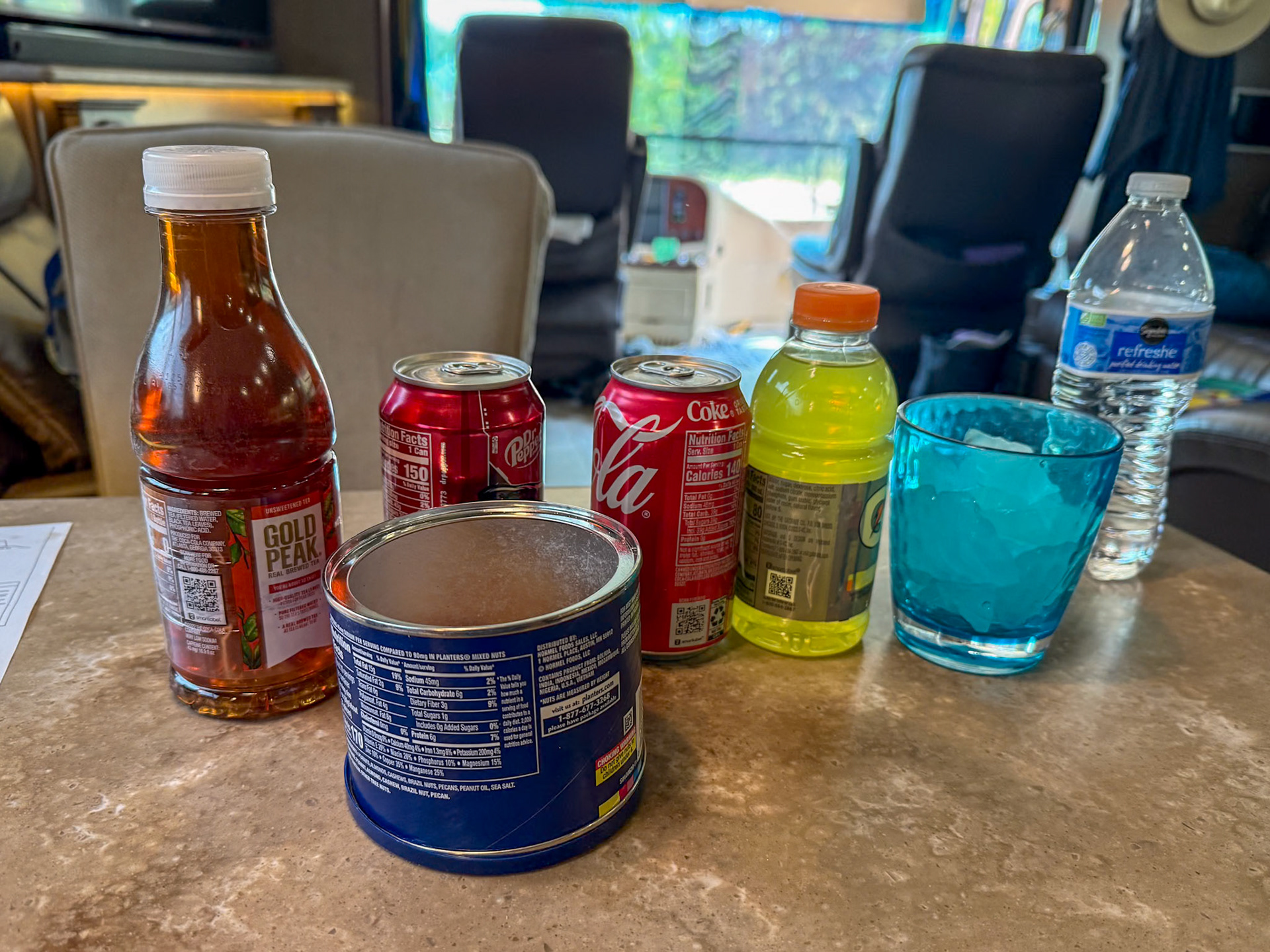 Campsite arrival beverage selection