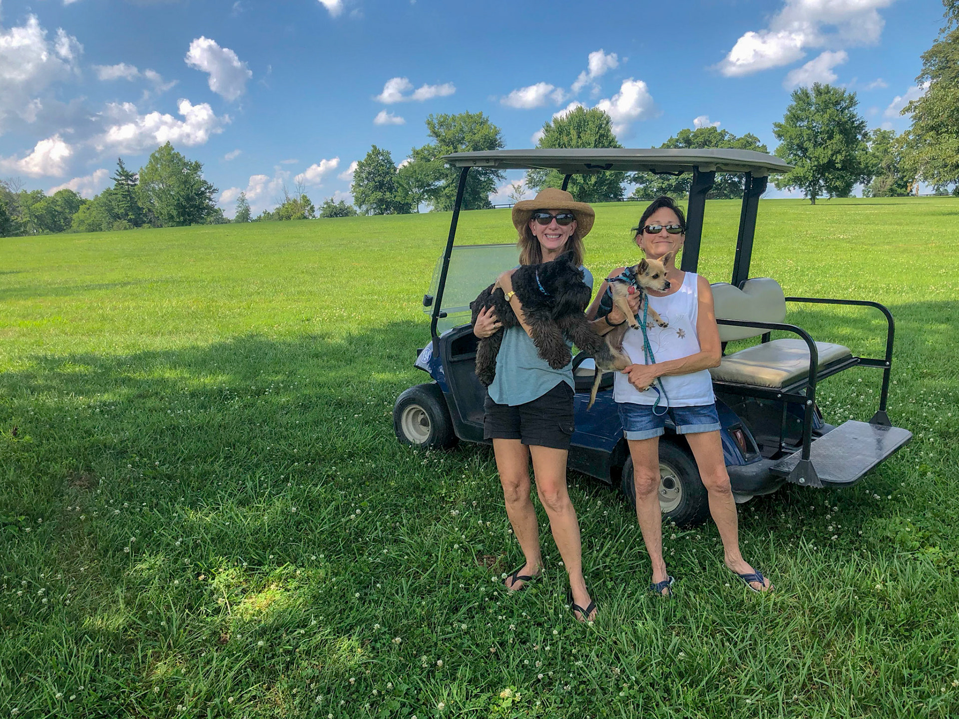 Exploring the Horse Park by golf cart