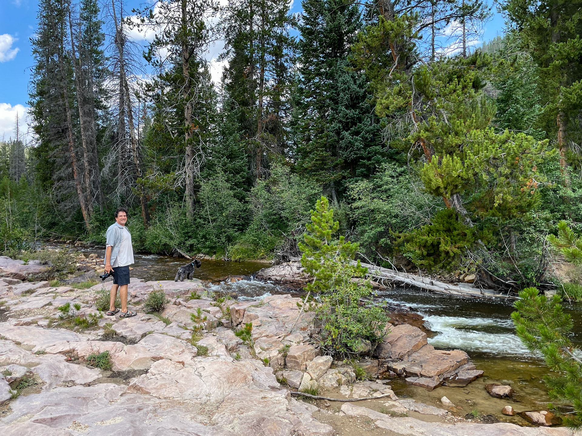 Tripp leads the way along the Provo River