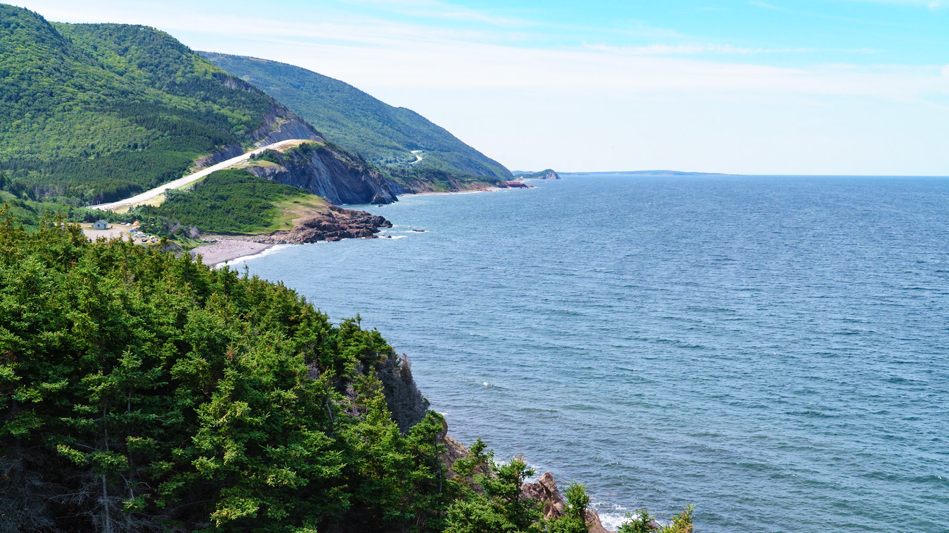 Cabot Trail in Cape Breton Highlands National Park is a 300 km scenic hwy