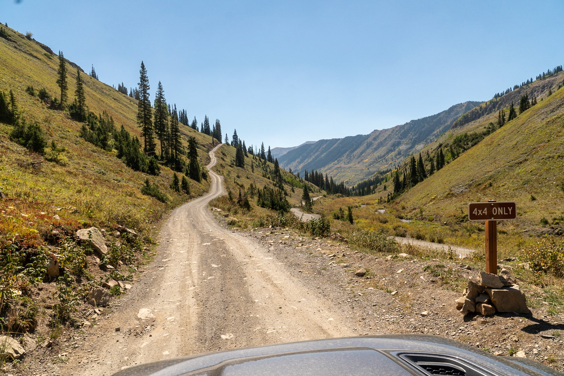 Paradise Divide is ahead with the 4WD trail