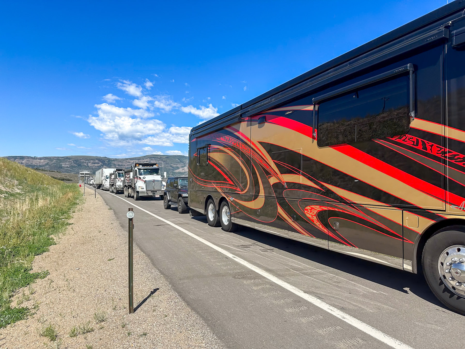 Waiting to take a 15 mile dirt road detour