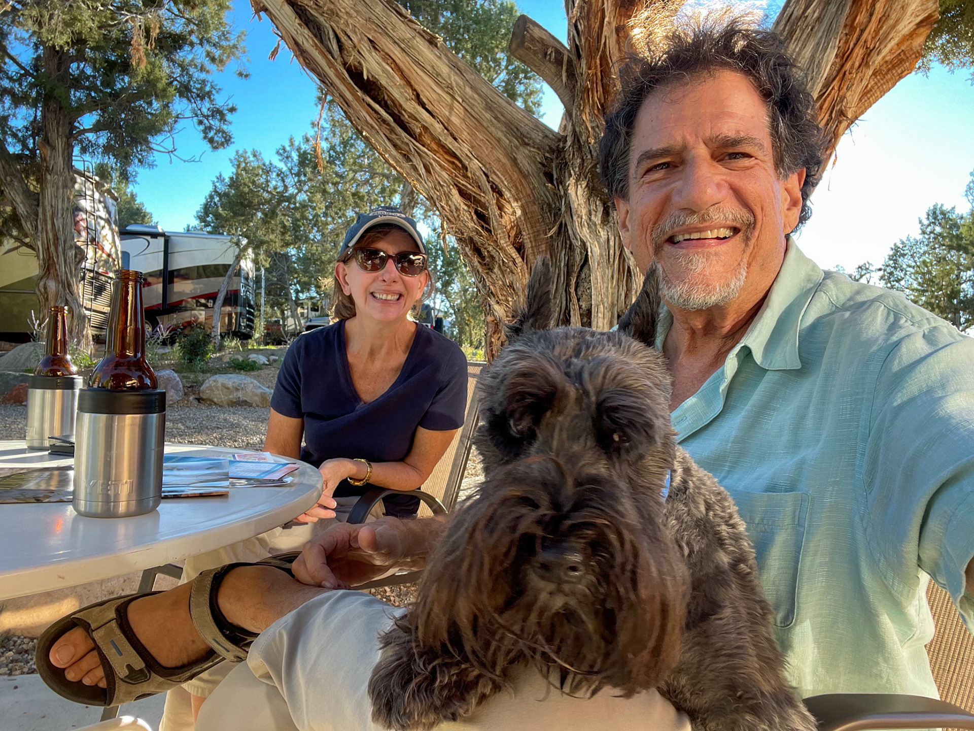 Refreshing beverages on the patio of our RV site