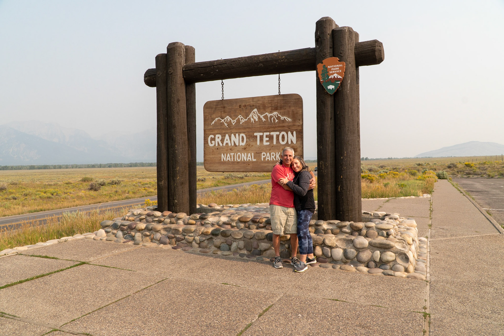 Grand Teton mountains are hidden in the smoke