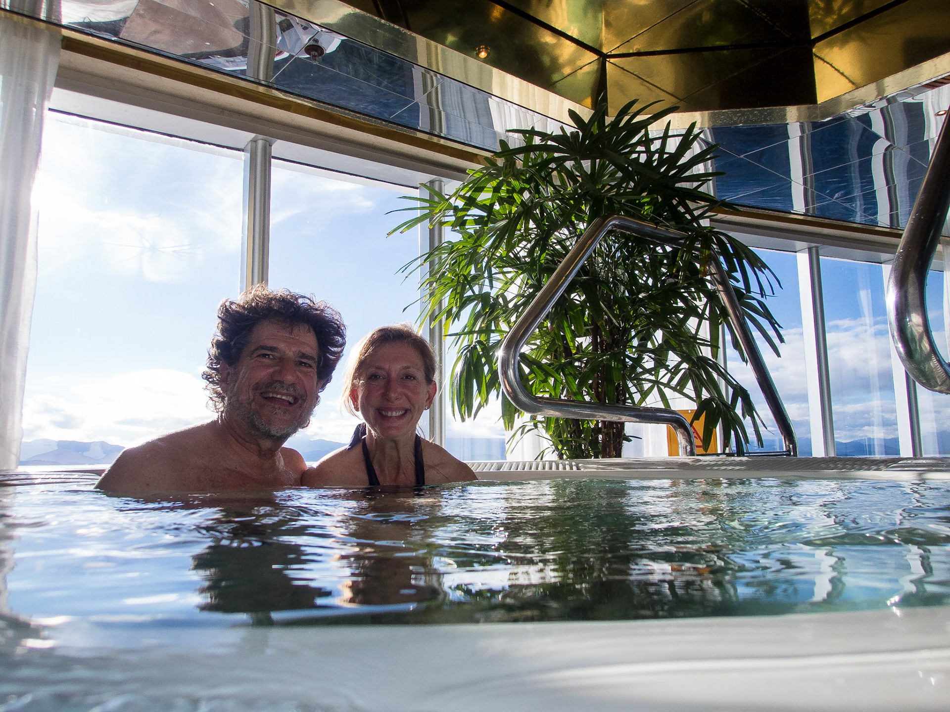 Soaking in the Mineral bath at the Spa