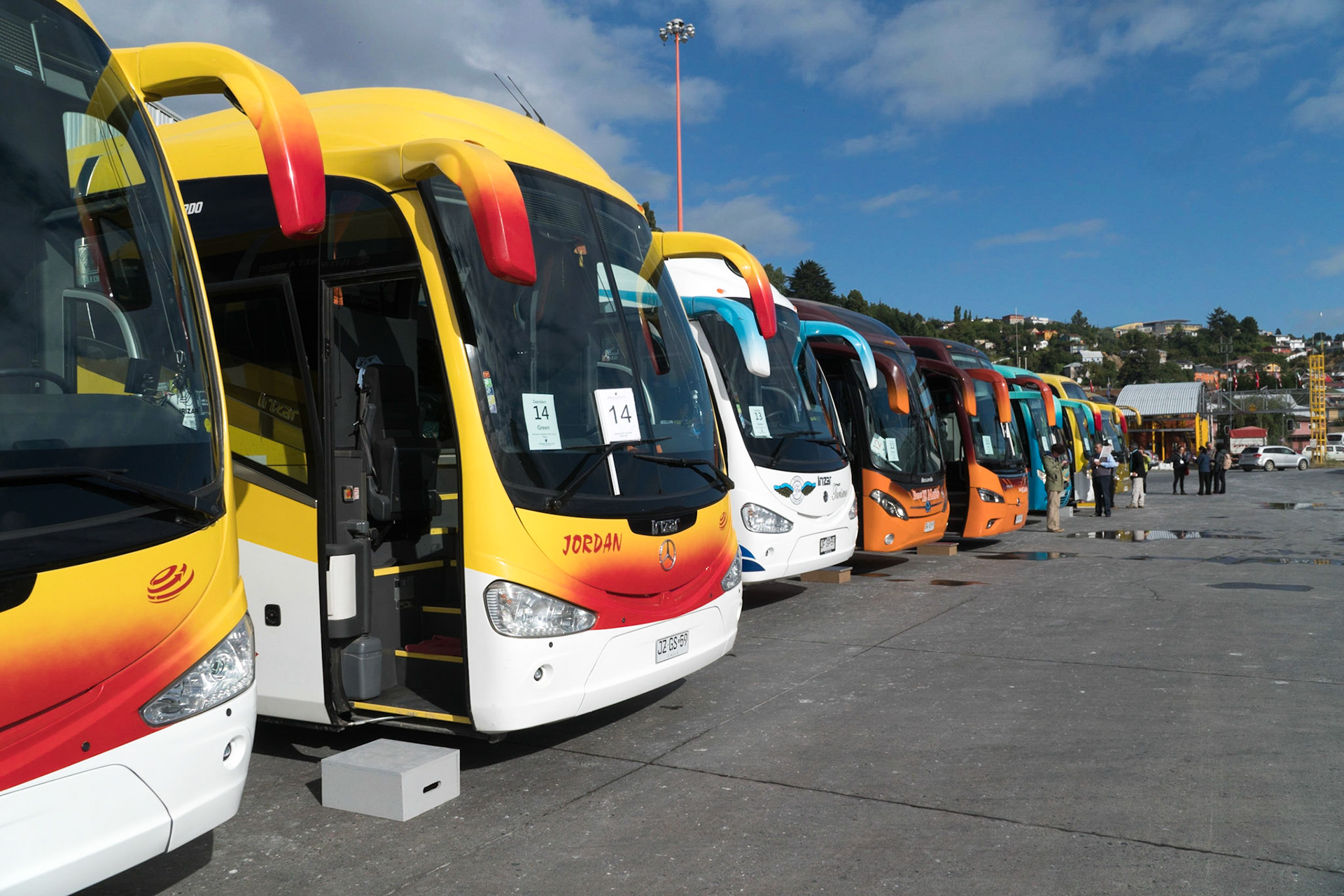 Busses lined up for tours