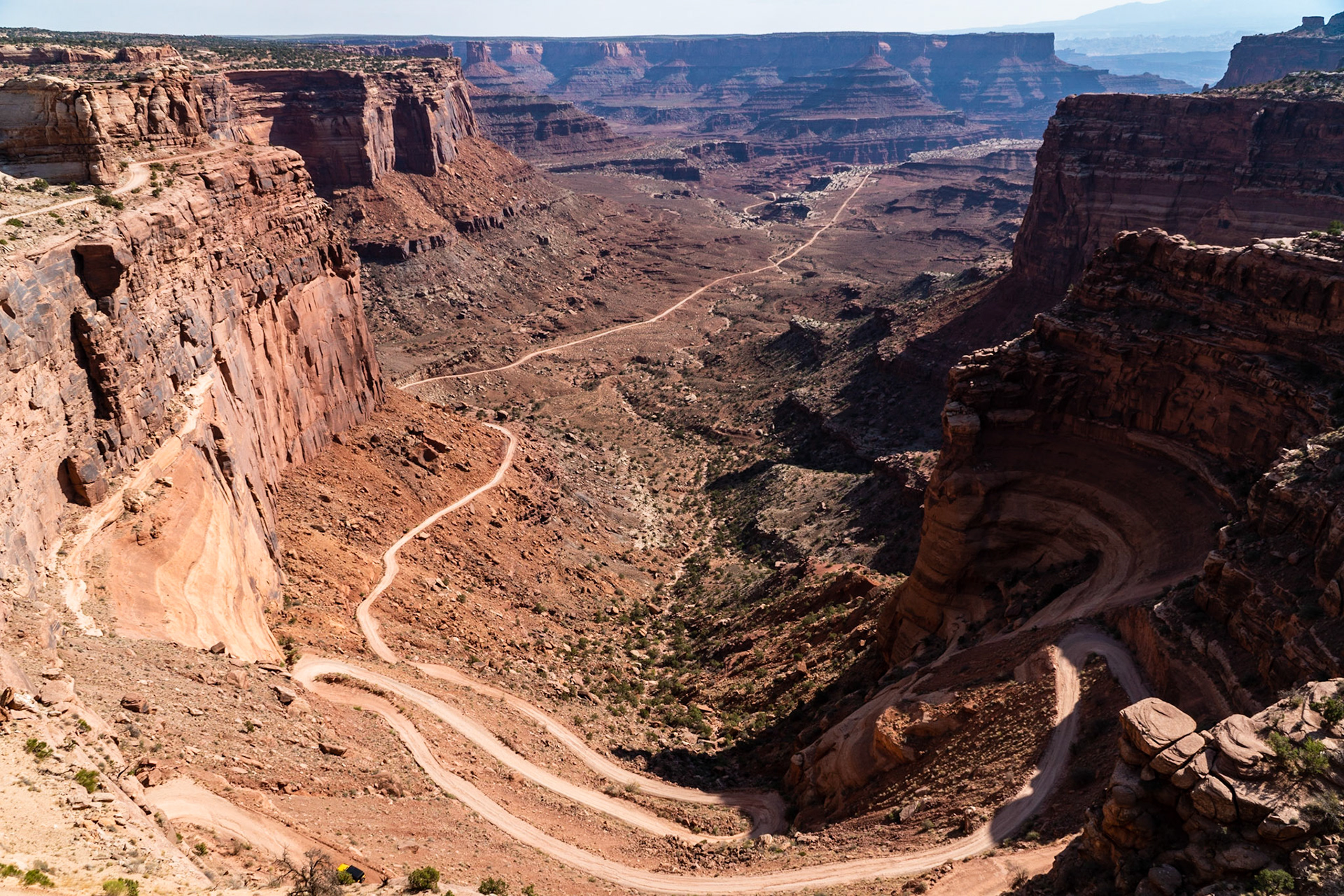 Shafer jeep trail winds down into the canyon floor