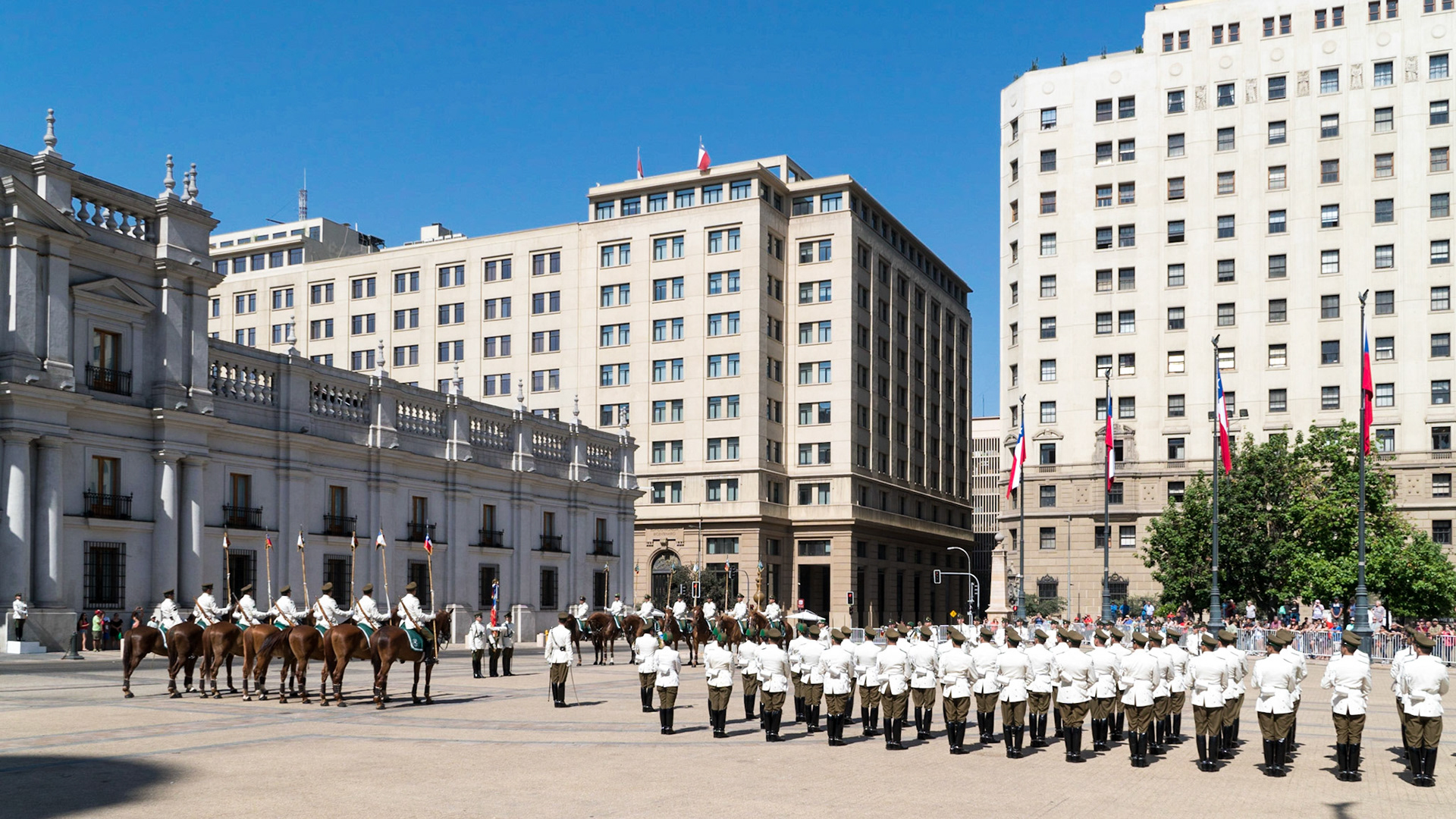 Changing of the guard at the Presidential Palace in Santiago