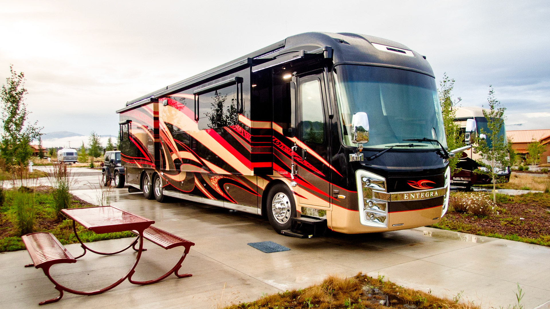 Angel Fire RV resort campsite, after a rainstorm