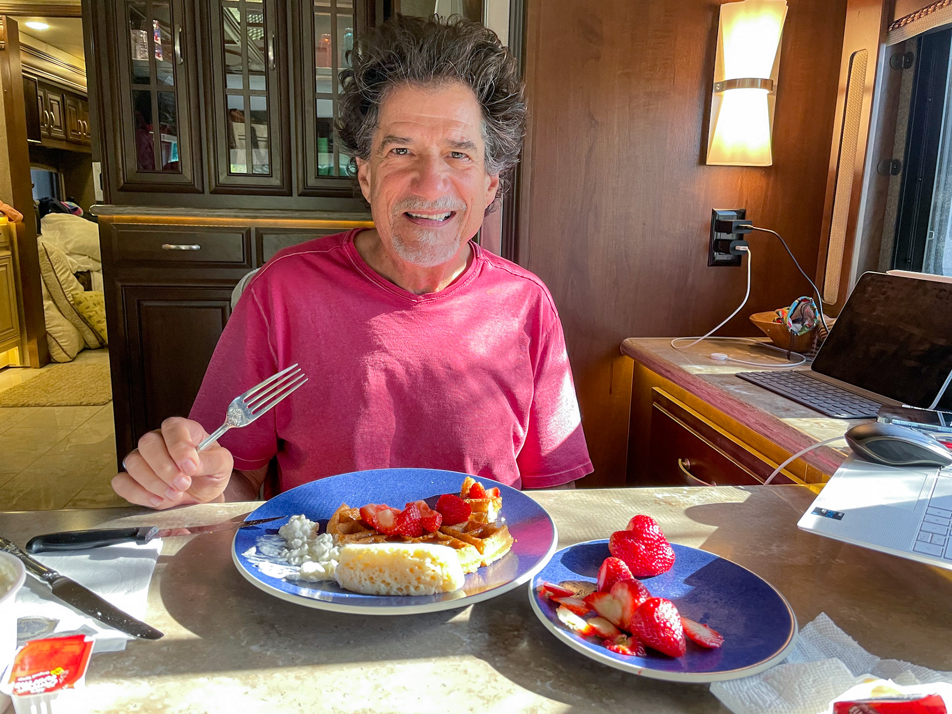 Waffles delivered to the RV make breakfast easy