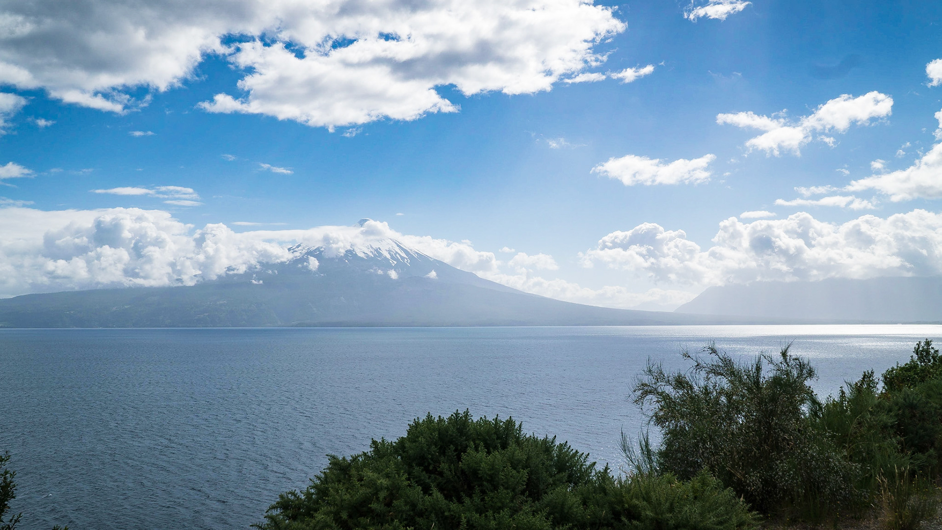 Osorno Volcano on a rare clear day behind Lake Llanquihue
