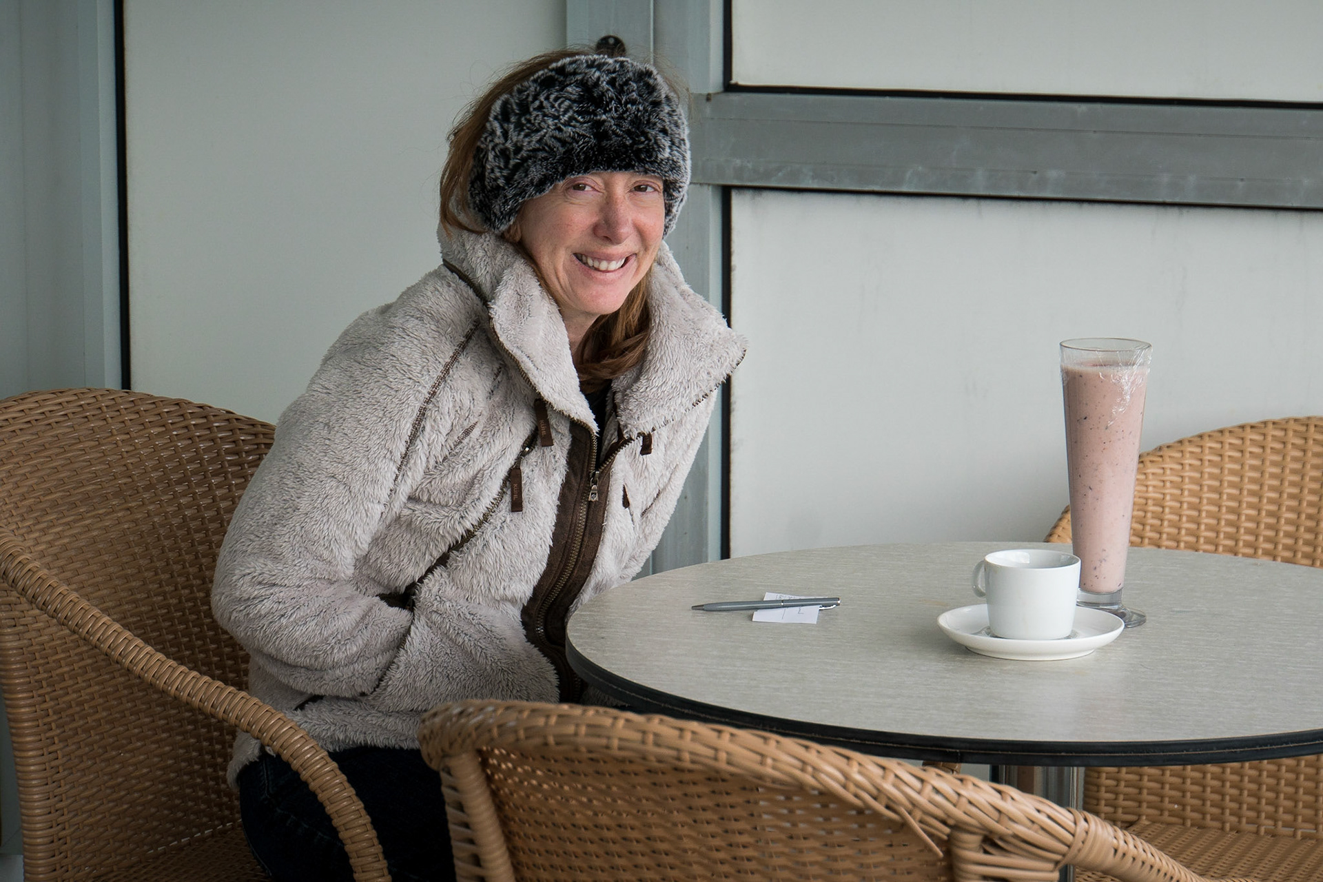 Our morning smoothie on our patio as we cruise Glacier Alley