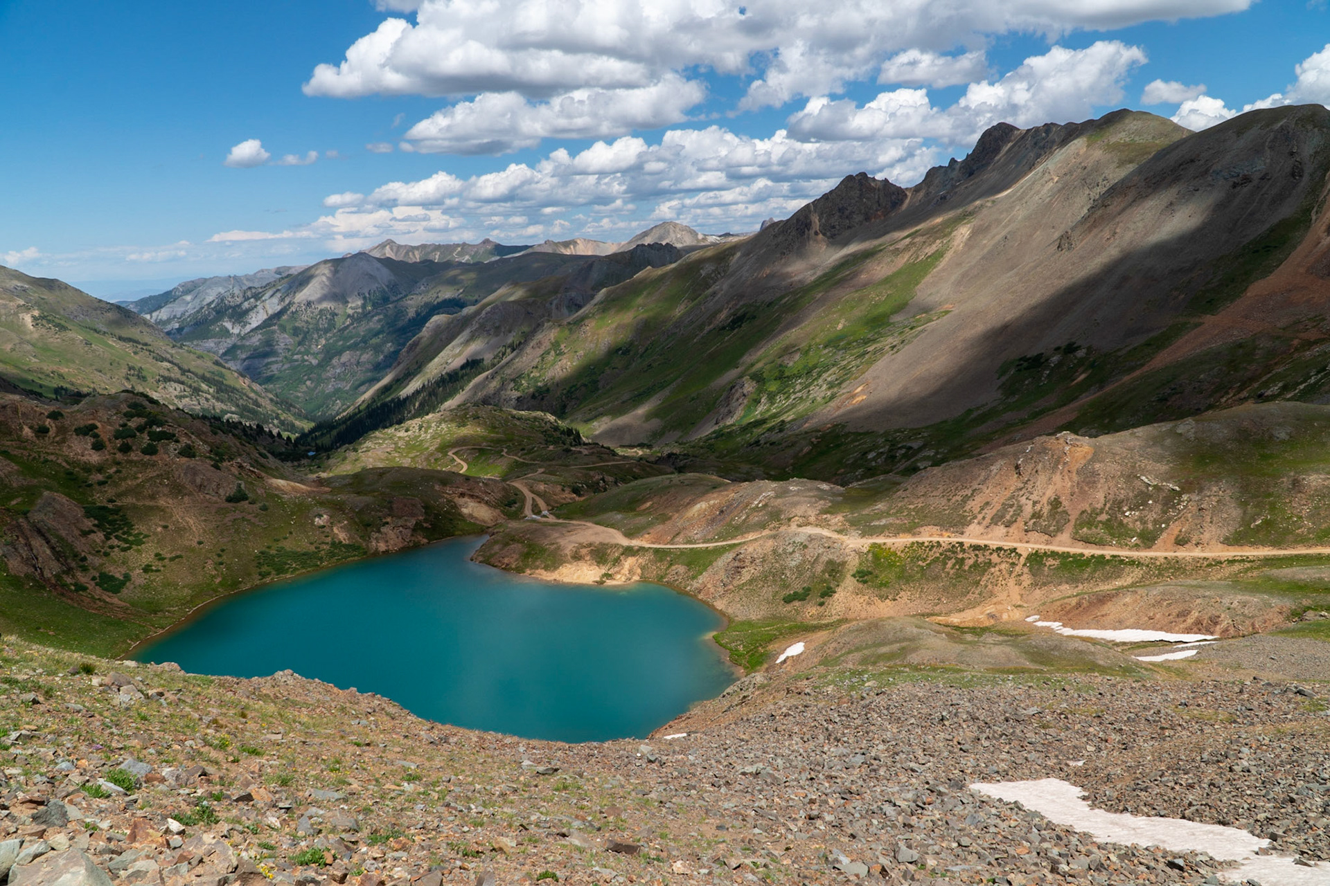 The trail back down in the distance