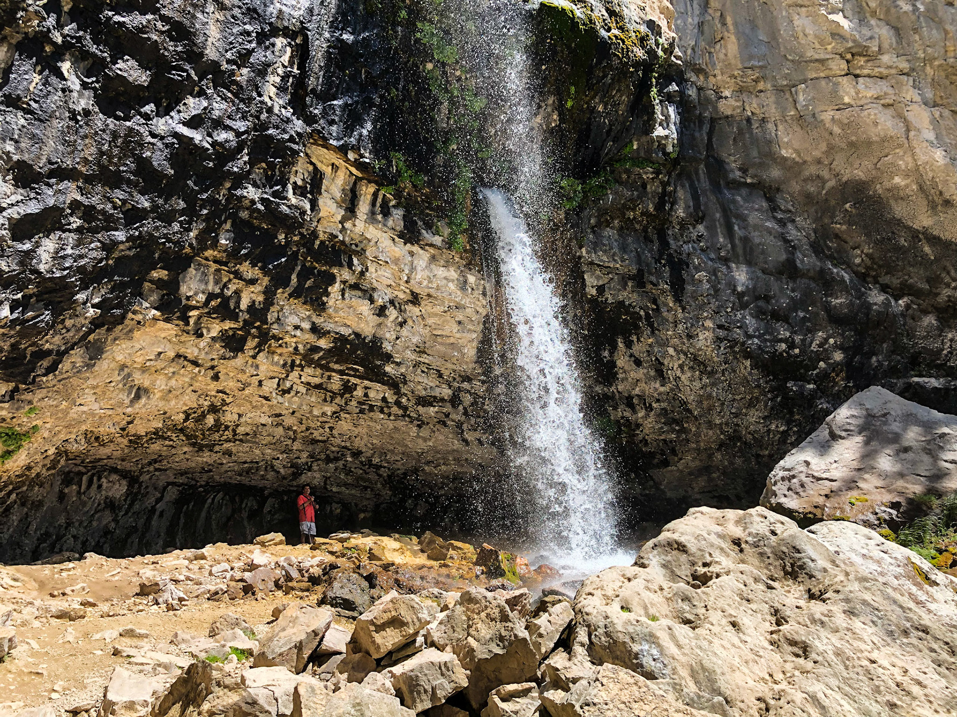Behind the falls at Hanging Lake