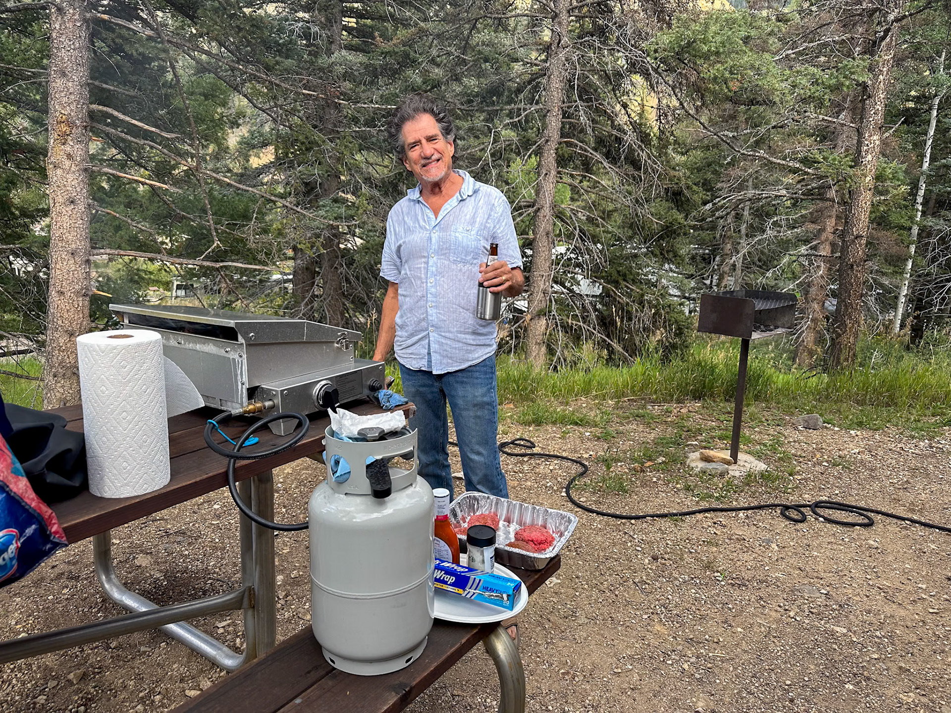 Grillin' at our Red River campsite