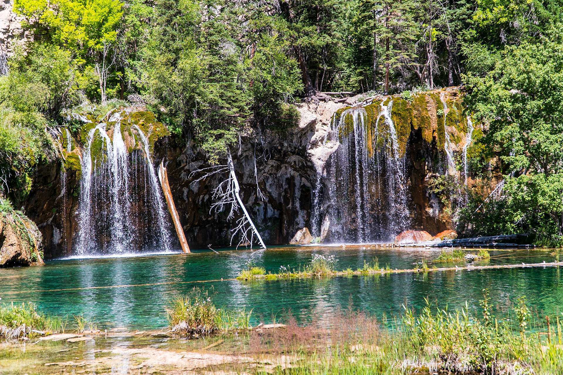 Beautiful waterfalls at the lake