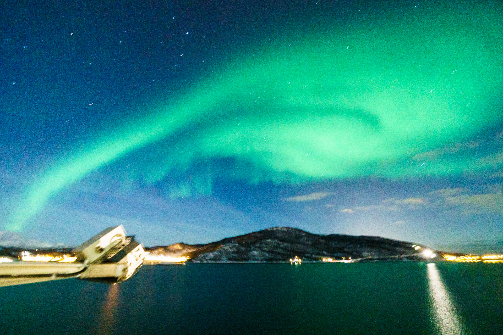 Northern Lights as seen from the ship near Narvik, Norway