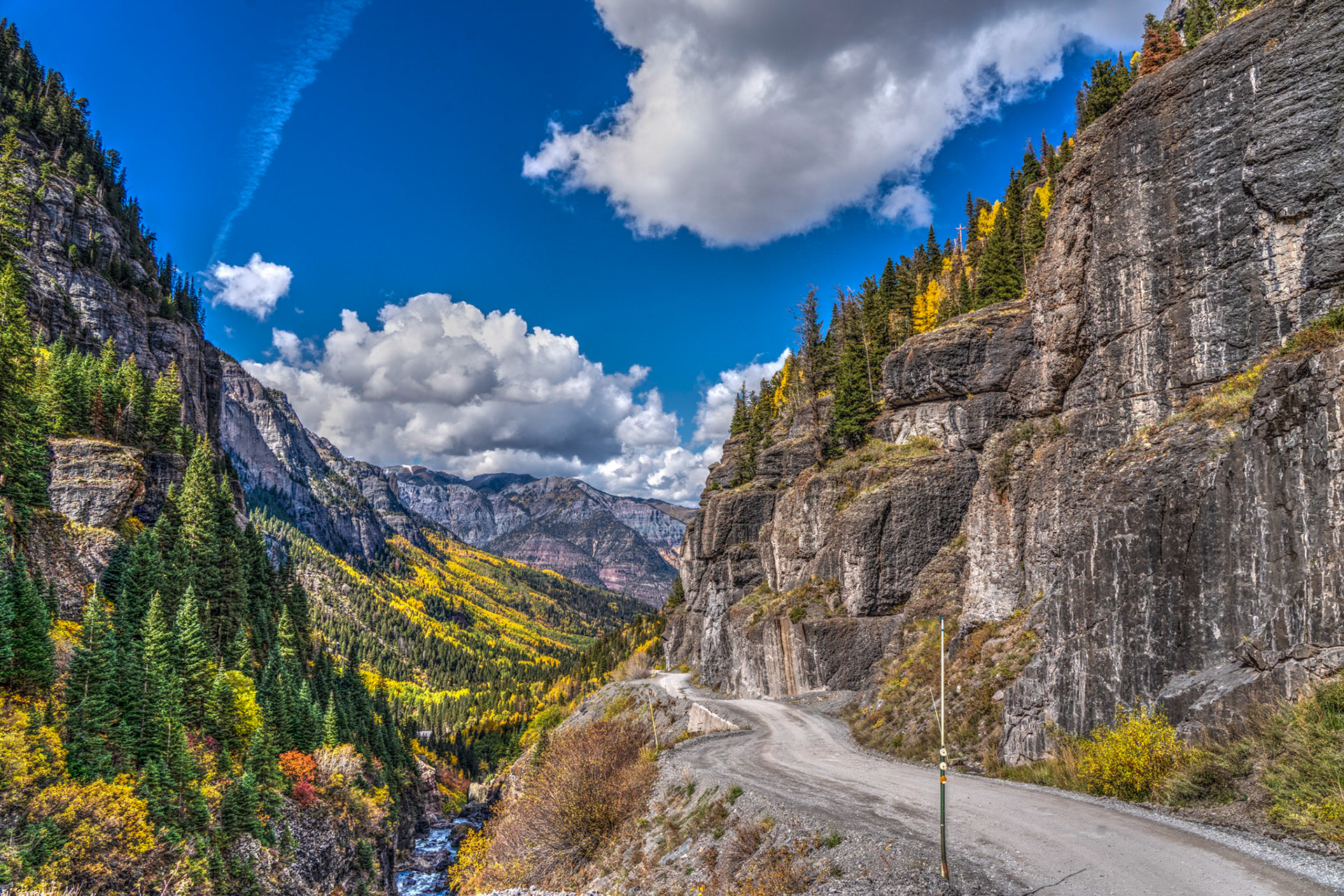 Cliff road runs along Canyon Creek