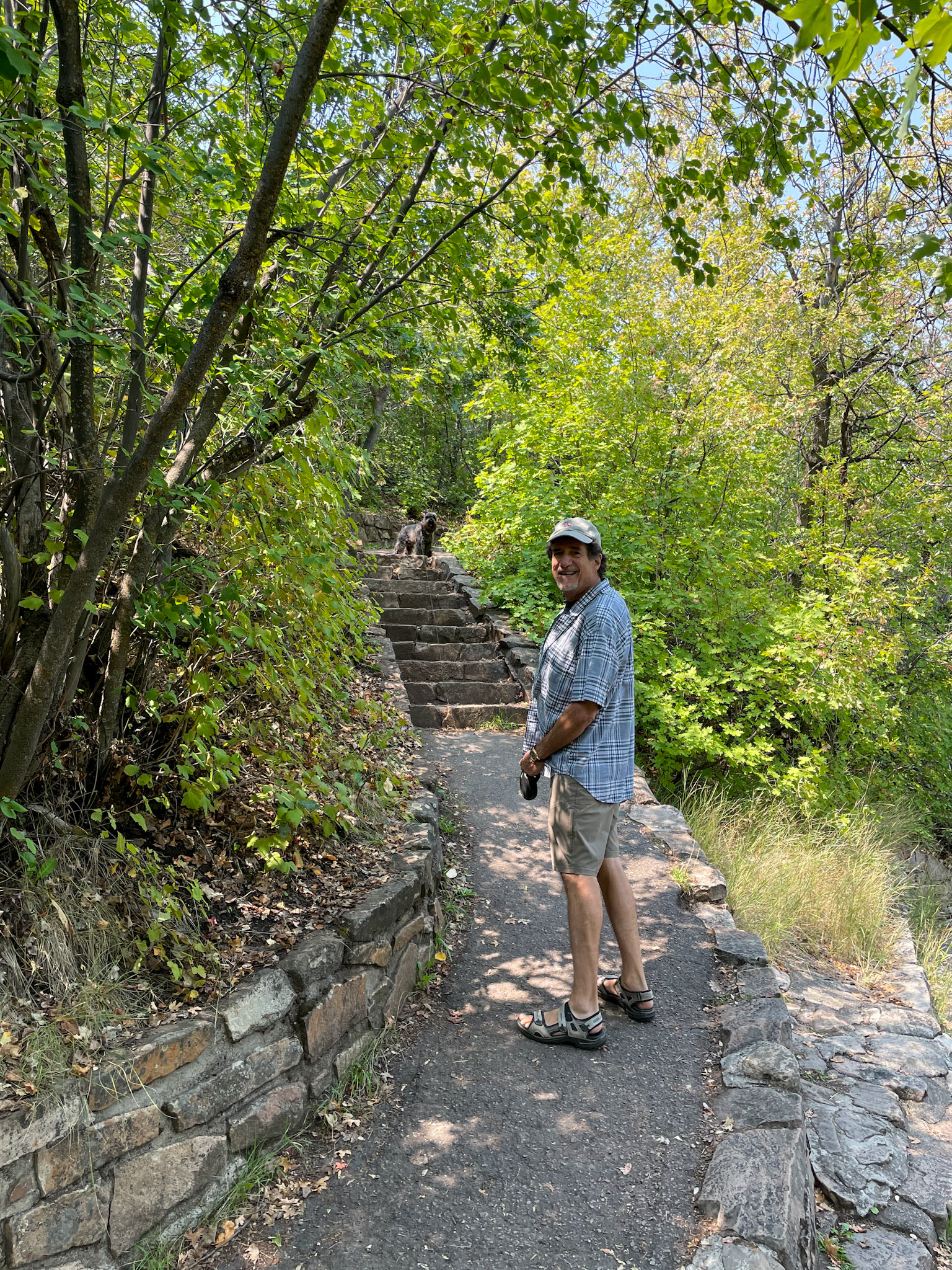 Walkways lead throughout Cascade Springs.  Tripp is way ahead, as usual