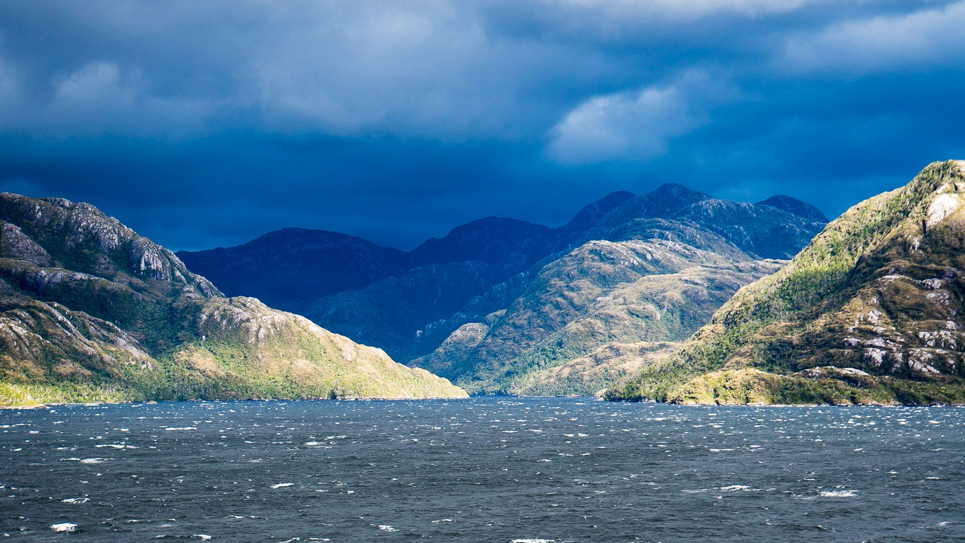 Late afternoon as we cruise thru the Fjords