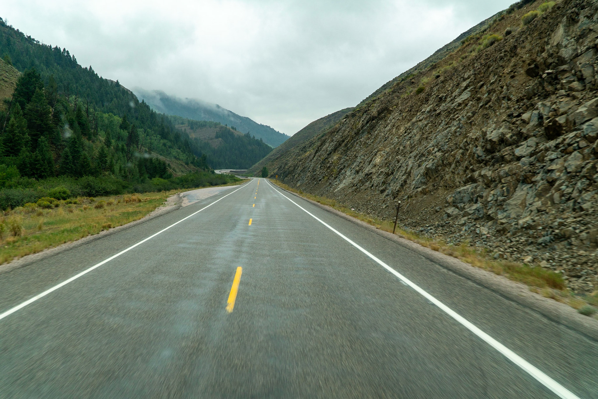 Rainy drive to Bear Lake from the Tetons