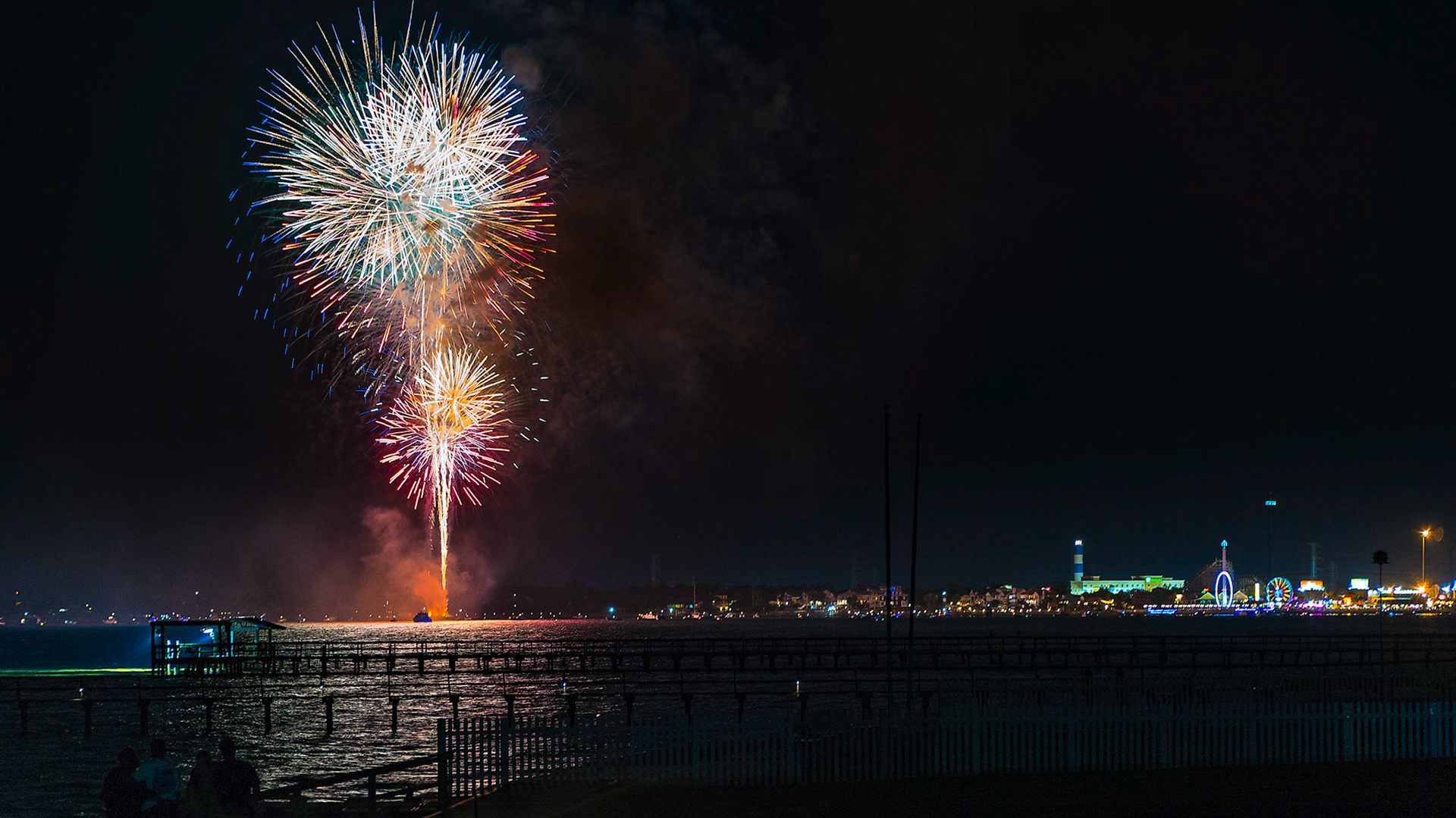 Fireworks over Galveston Bay