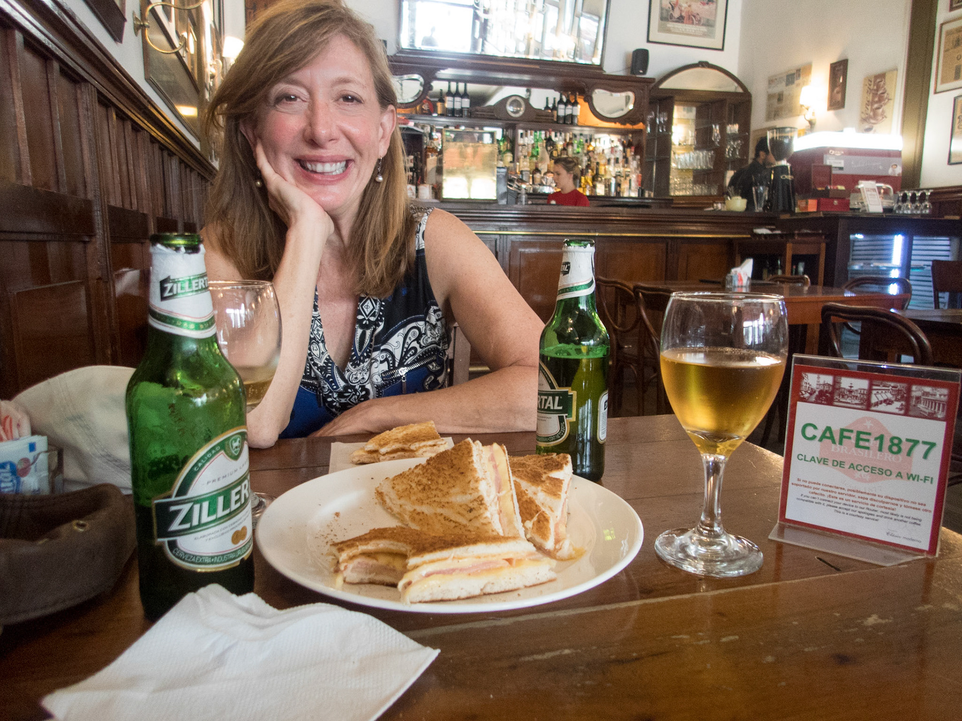 A snack and beer at the oldest Cafe in Montevideo