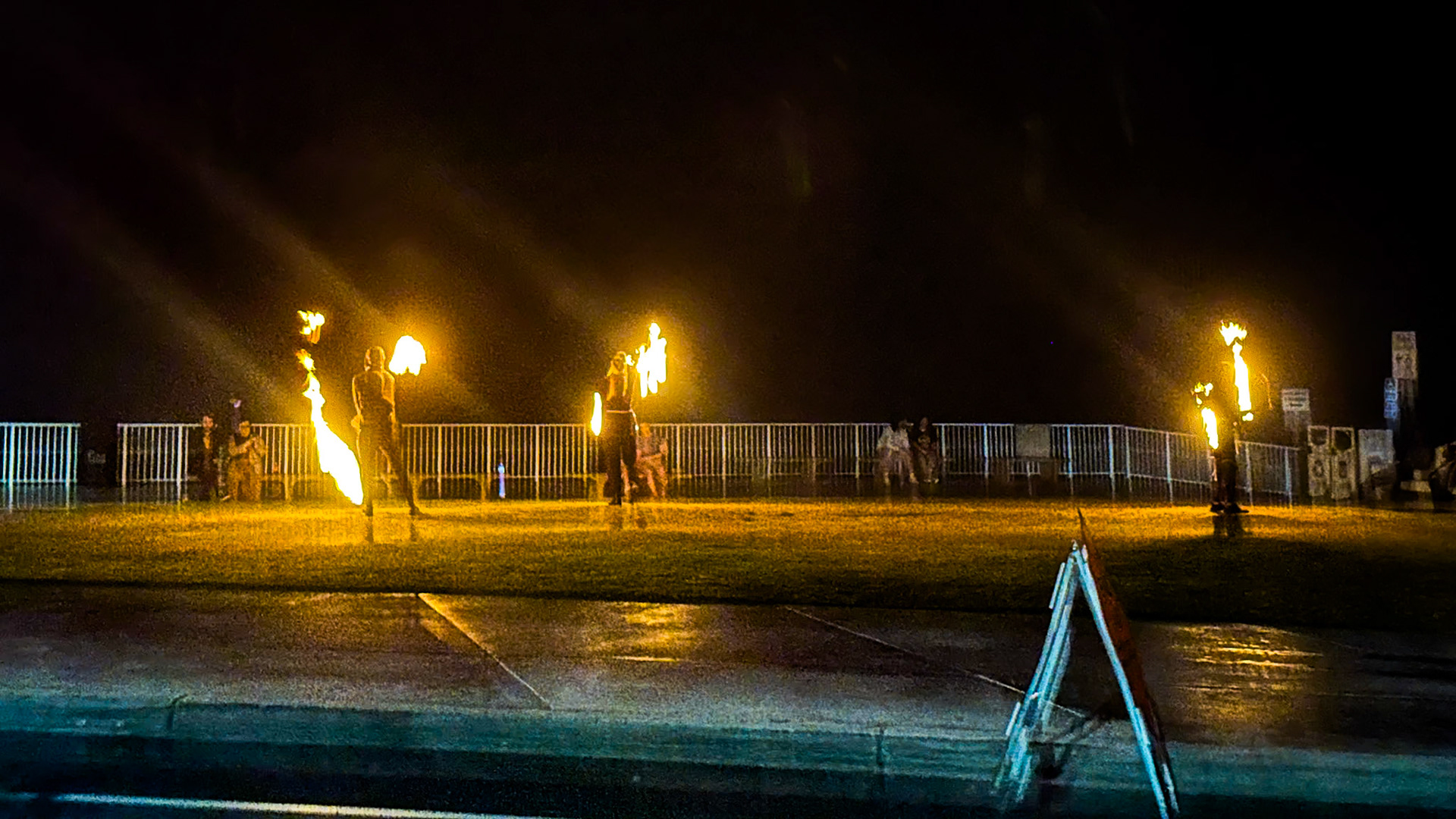 Fire dancers on the beach