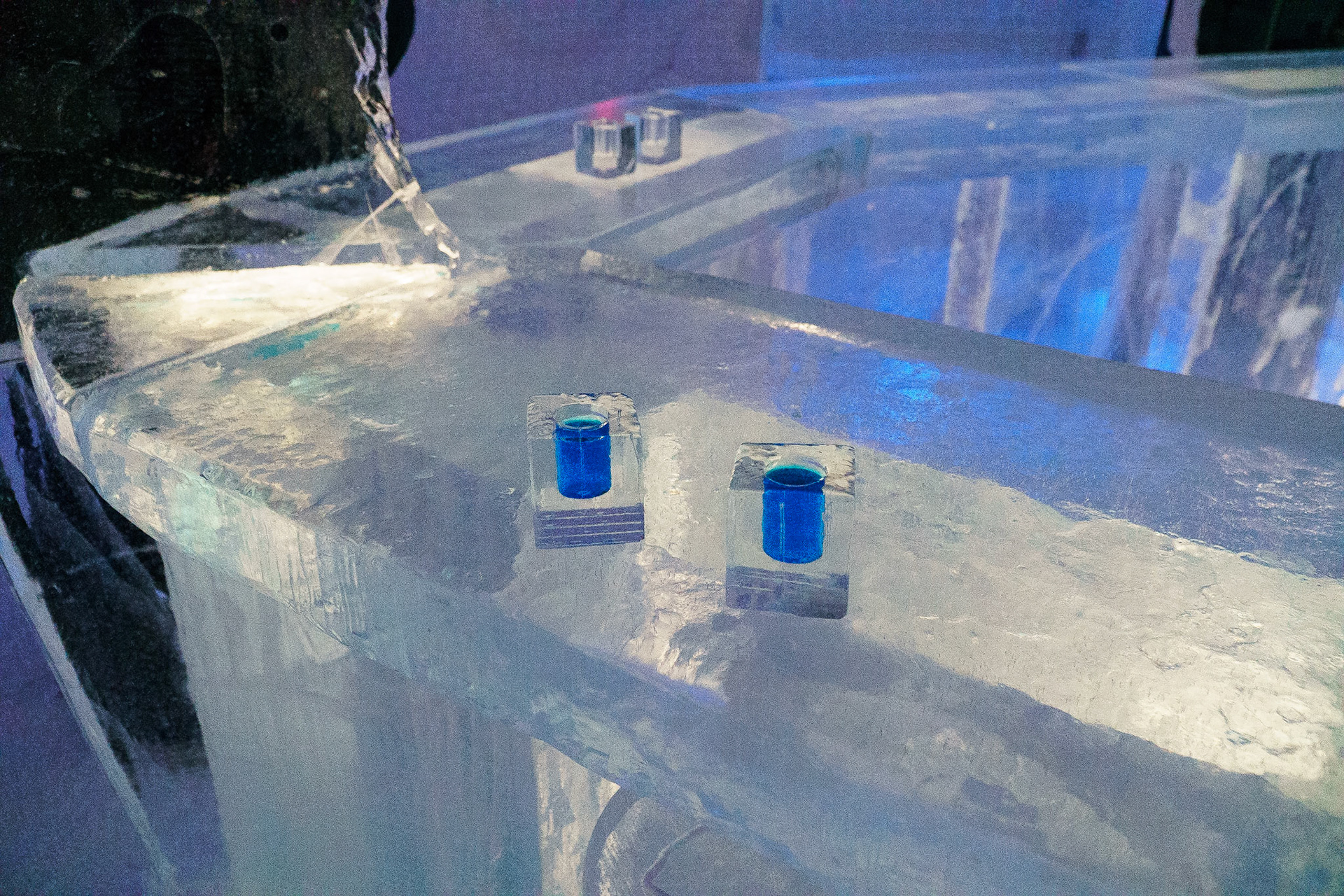 All drinks are served in icy souvenir glasses