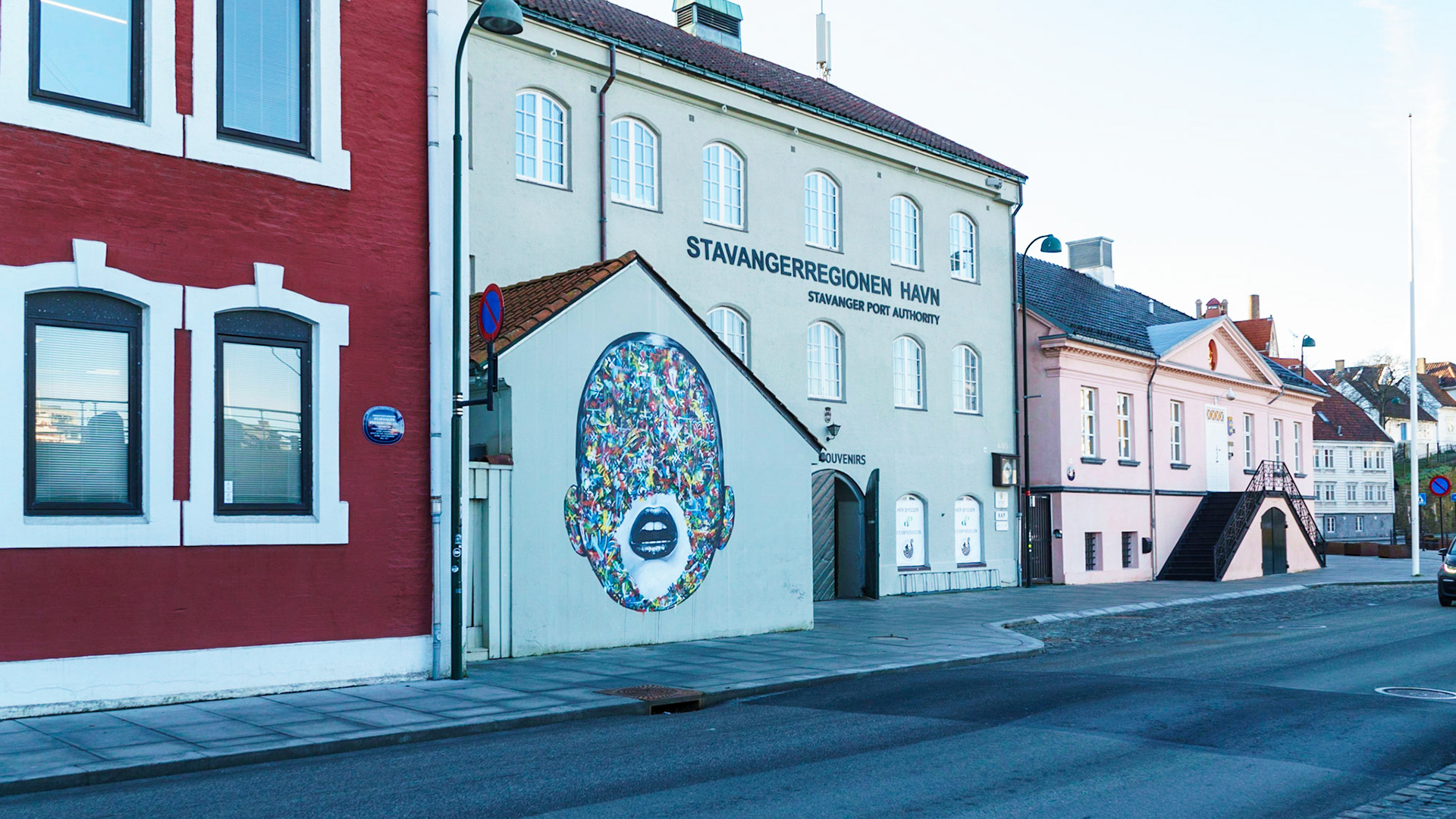 Colorful murals on the buildings from the annual art fair